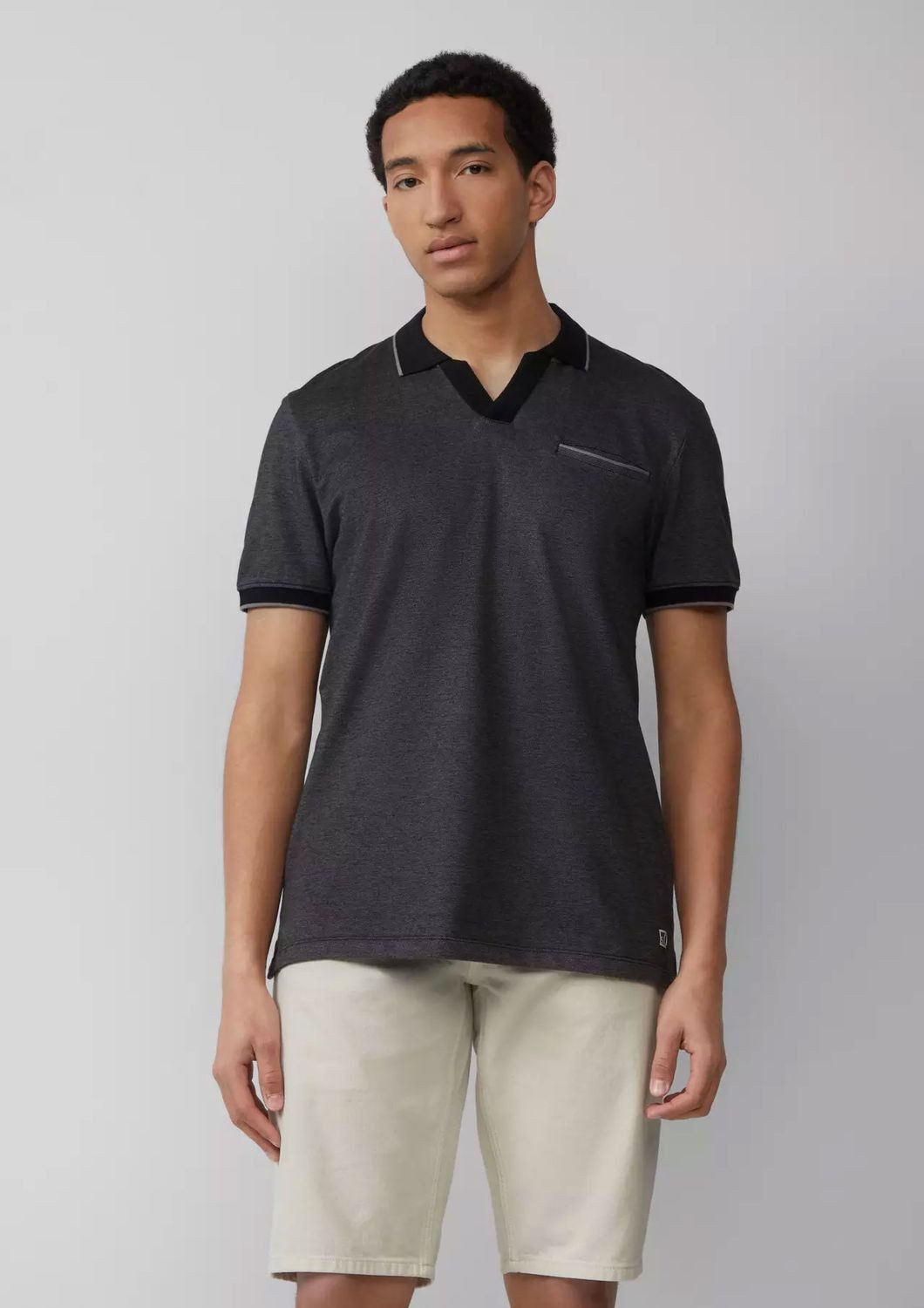 s.Oliver Poloshirt Poloshirt zweifarbiger Piqué, offener V-Ausschnitt, abge günstig online kaufen