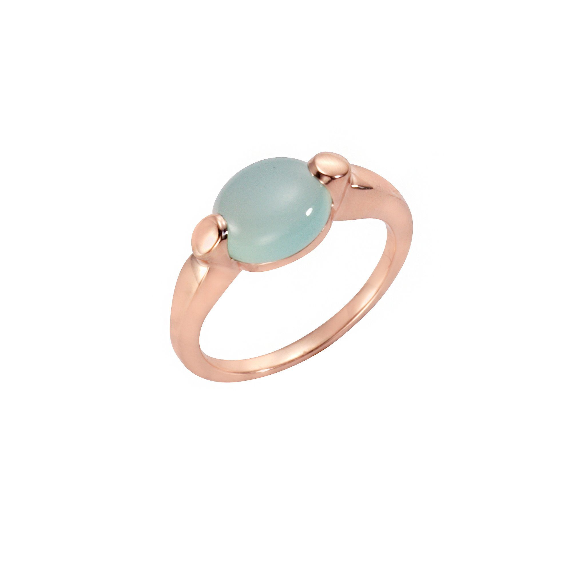Jamelli Fingerring Silber 925 rosé-vergoldet mit echtem Paraiba Chalcedon 10x8mm