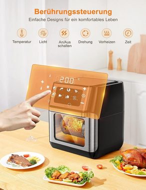 Innsky Heißluftfritteuse, 1500,00 W, Heißluftofen mit 6 Zubehör, Air fryer Friteuse ohne öl, Edelstahl