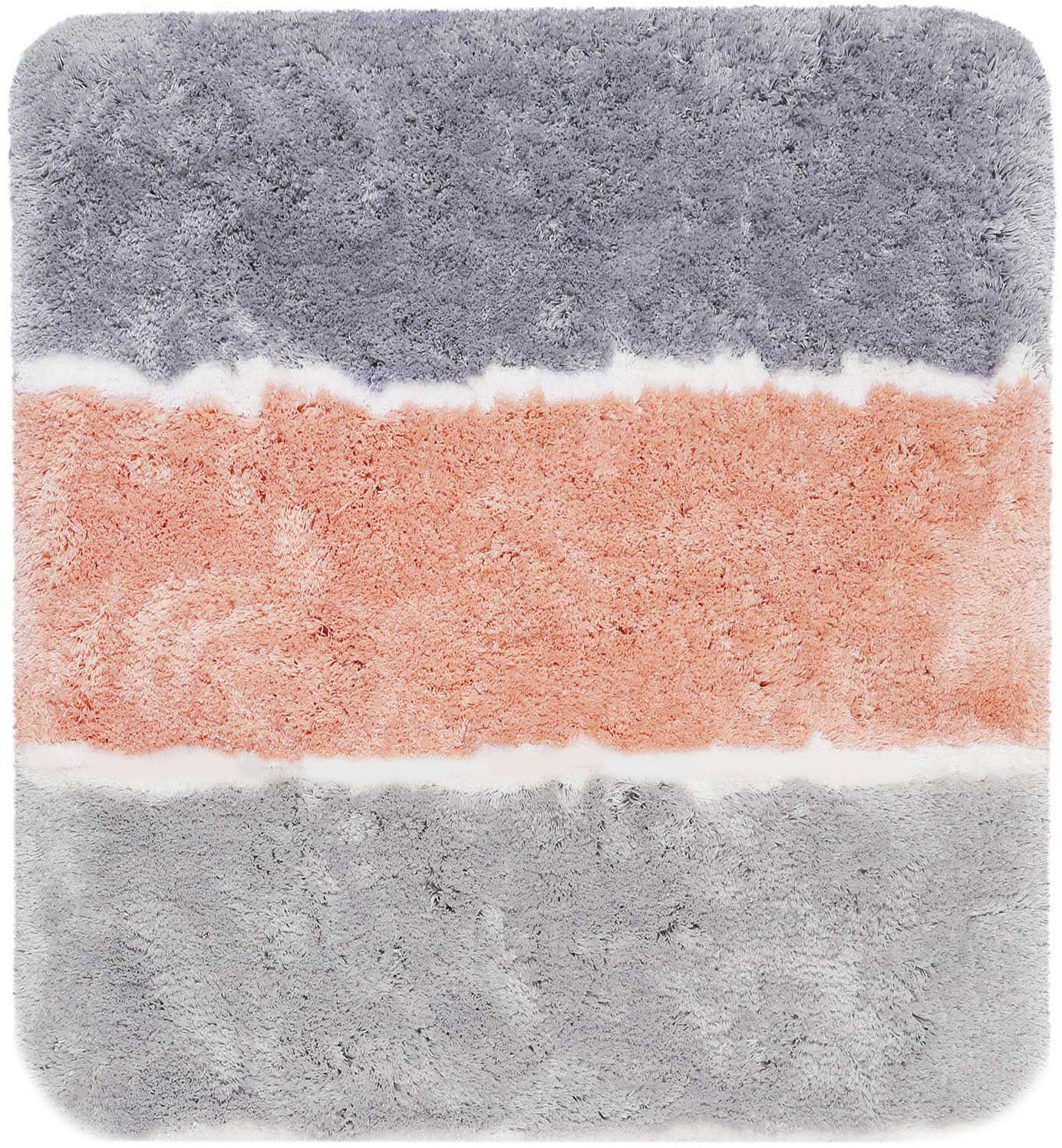 Homie Living Badematte Rio Marina, Höhe 30 mm, rutschhemmend beschichtet, schnell trocknend, fußbodenheizungsgeeignet, Polyester, rechteckig, flauschiger Badteppich, modern gestreift, waschbar, Badezimmerteppich