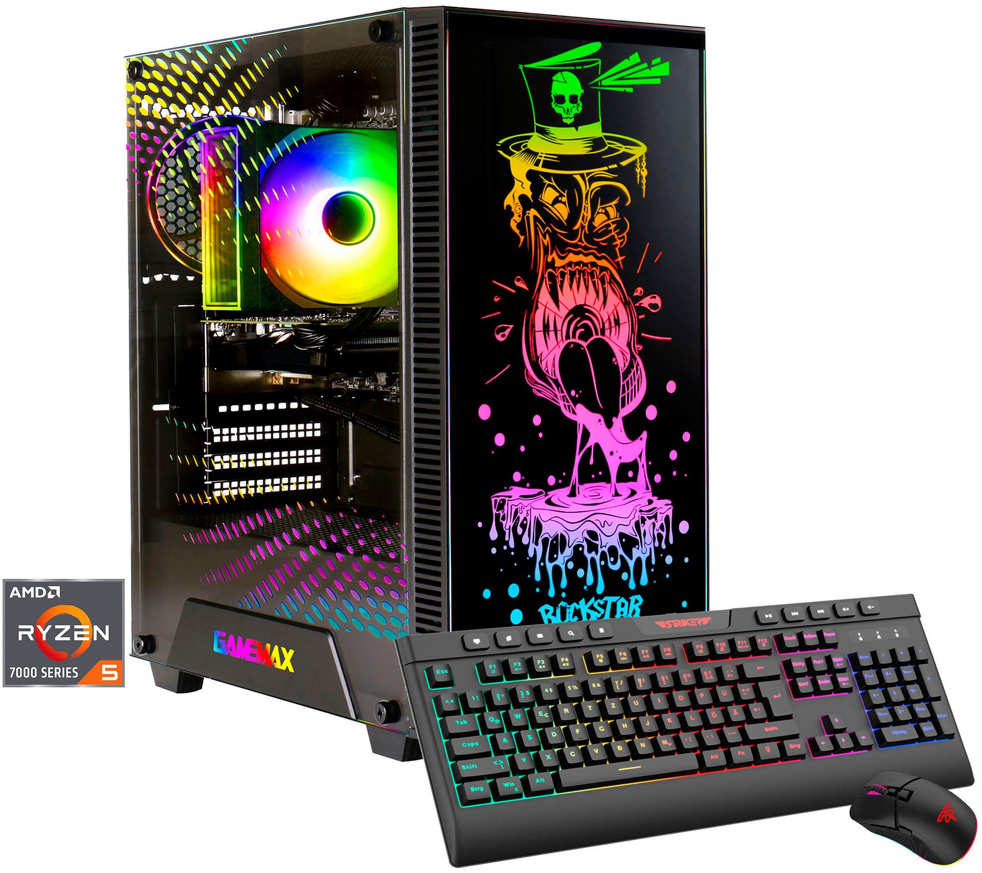 GAMEMAX Rockstar 8202 AMD Ryzen 5 7500F 32GB DDR5 1TB SSD RX 9070 Gaming-PC (AMD Ryzen 5 7500F, RX 9070, 32 GB RAM, 1000 GB SSD, Luftkühlung aktiv, Windows 11, DDR5 RAM)