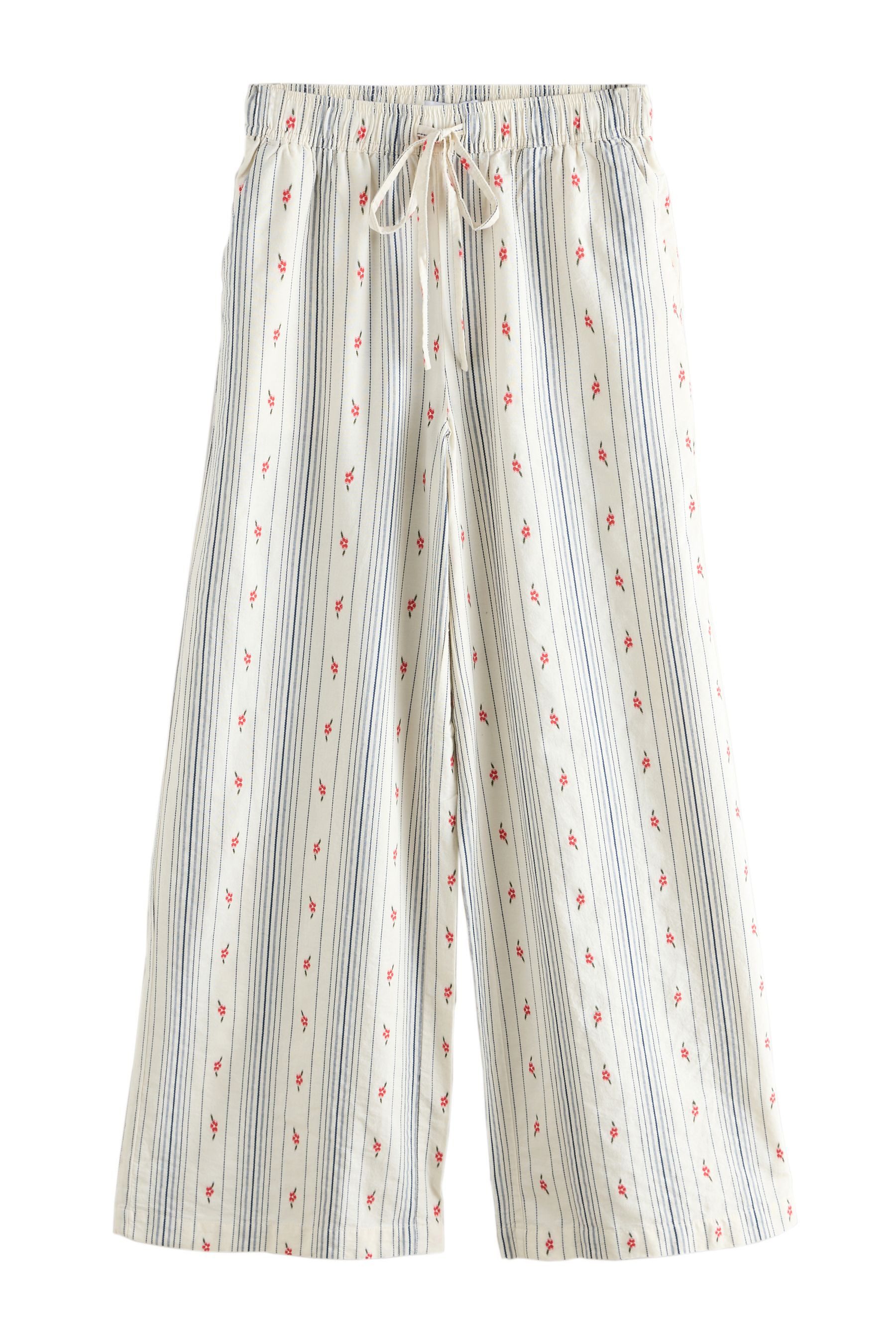 Palazzohose Gestreifte Hose mit weitem Bein und Blumen