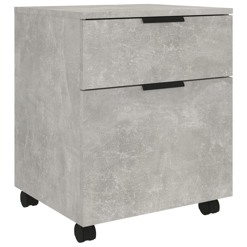 vidaXL Aktenschrank Mobiler Aktenschrank mit Rollen Betongrau 45x38x54 cm
