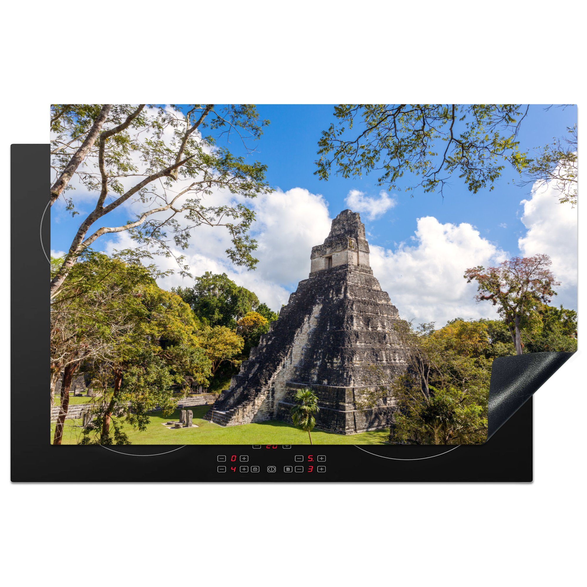81x52 Maya-Stadt Tikal-Tempel Vinyl, in cm, (1 Guatemala, die Herdblende-/Abdeckplatte tlg), MuchoWow der I Ceranfeldabdeckung für Induktionskochfeld Schutz küche,