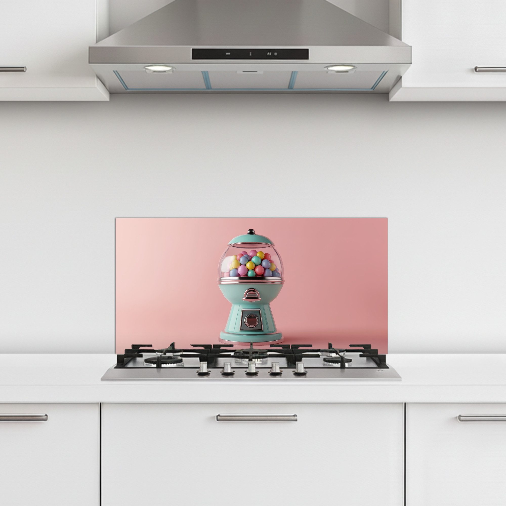 KitchenYeah Küchenrückwand selbstklebend (keine Folie) Kaugummi - Retro - Bonbon - Rosa, (1-tlg), Küchenrückwand, Spritzschutz, Kitchen, 60x30 cm