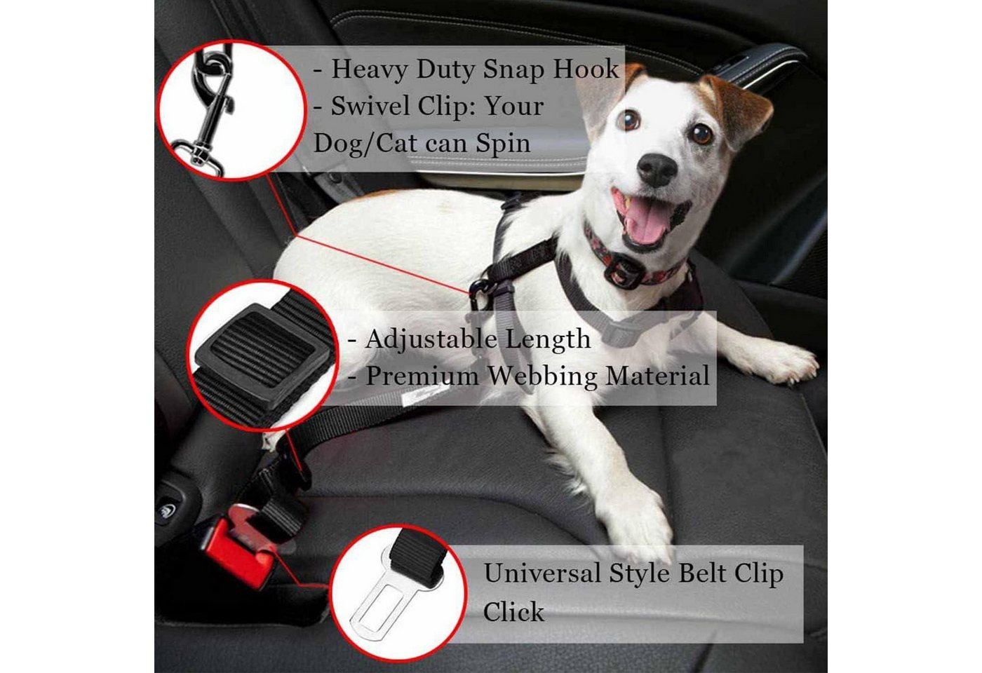Thumbnail - BOOSHMall Schutzkragen 2x Hunde Sicherheitsgurt Auto Verstellbarer Anschnallgurt mit