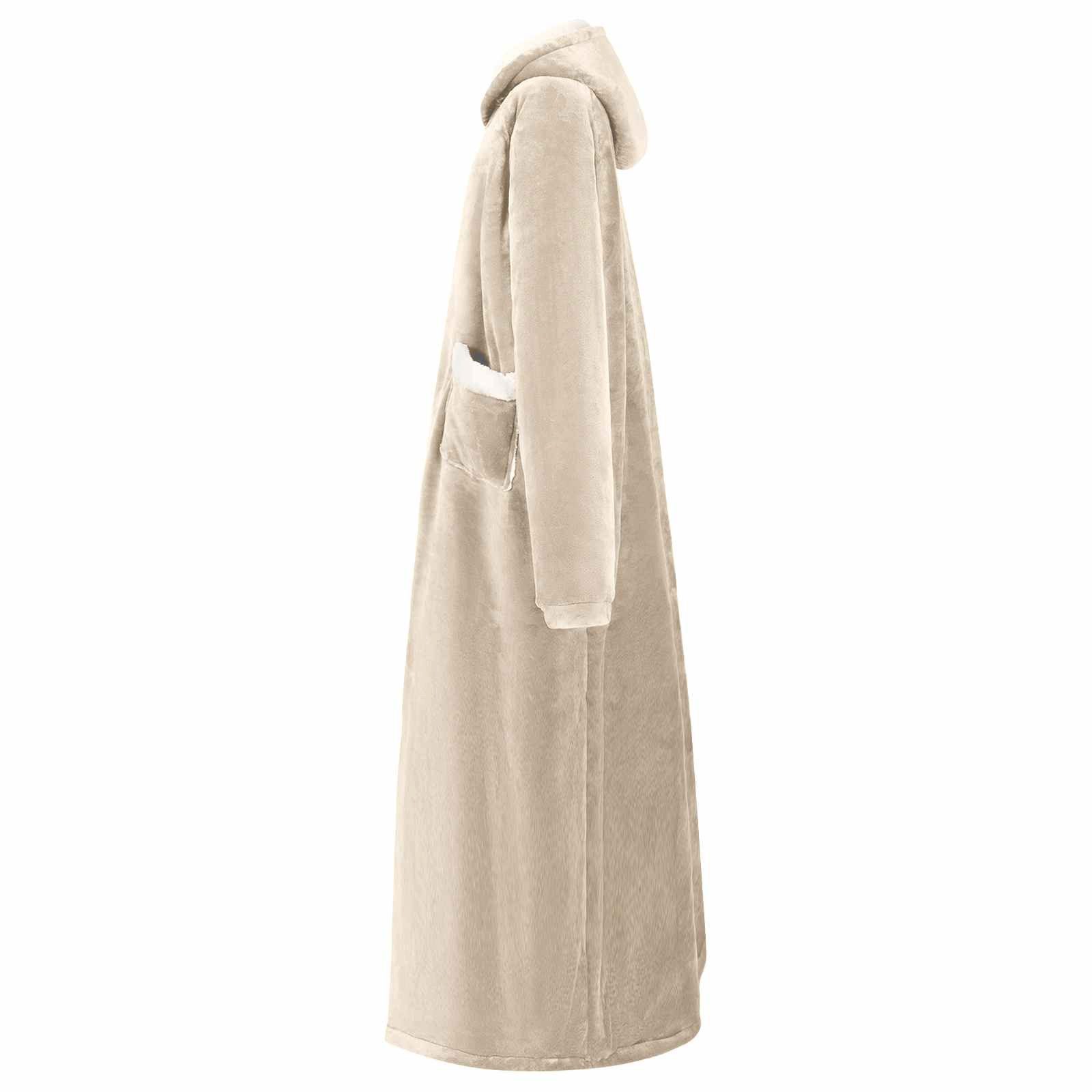 vidaXL Unisex-Bademantel Decken-Hoodie Beige L Fleece und Flanell, Vlies