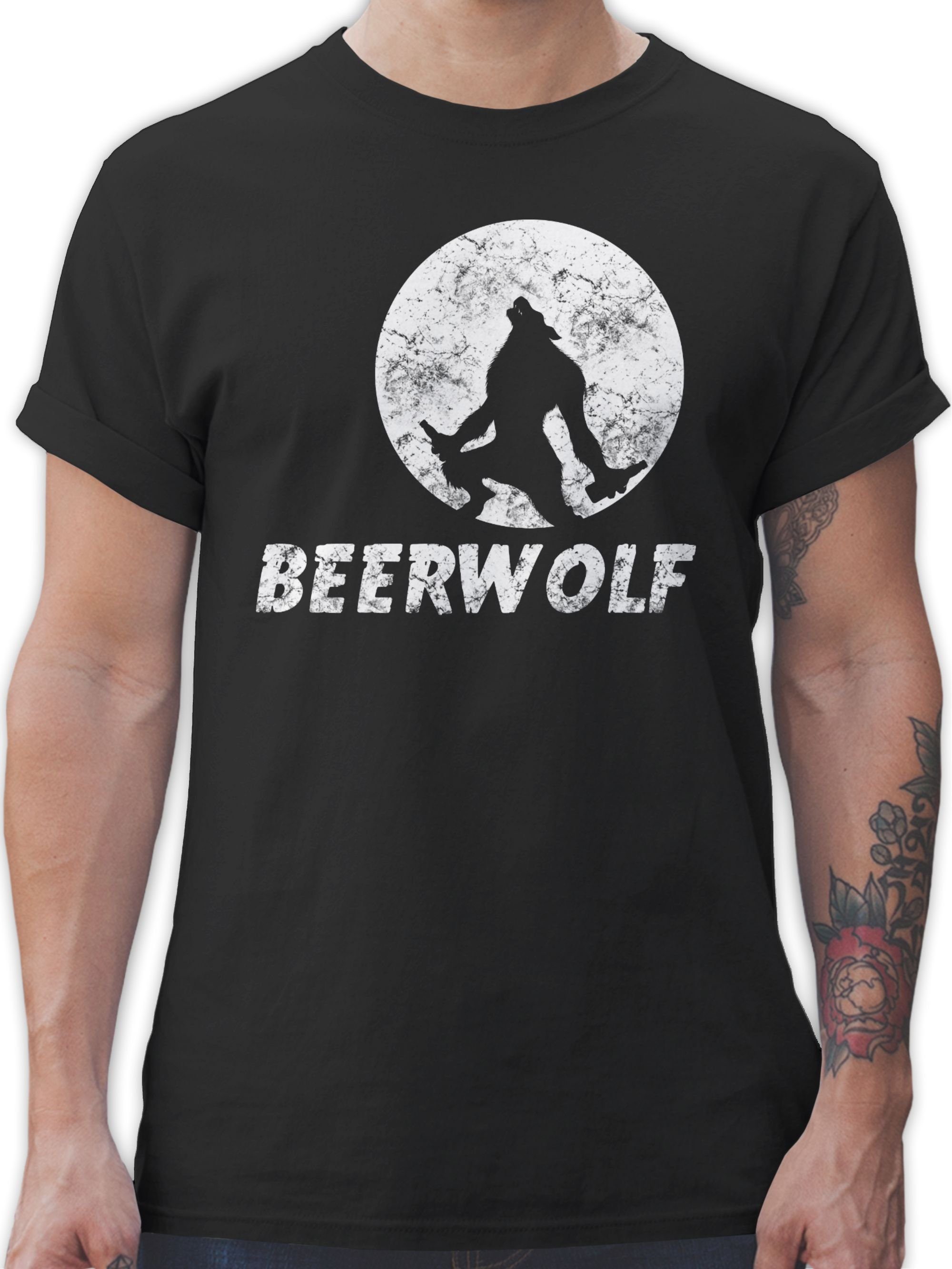 Shirtracer T-Shirt Beerwolf Sprüche Statement 2 Schwarz