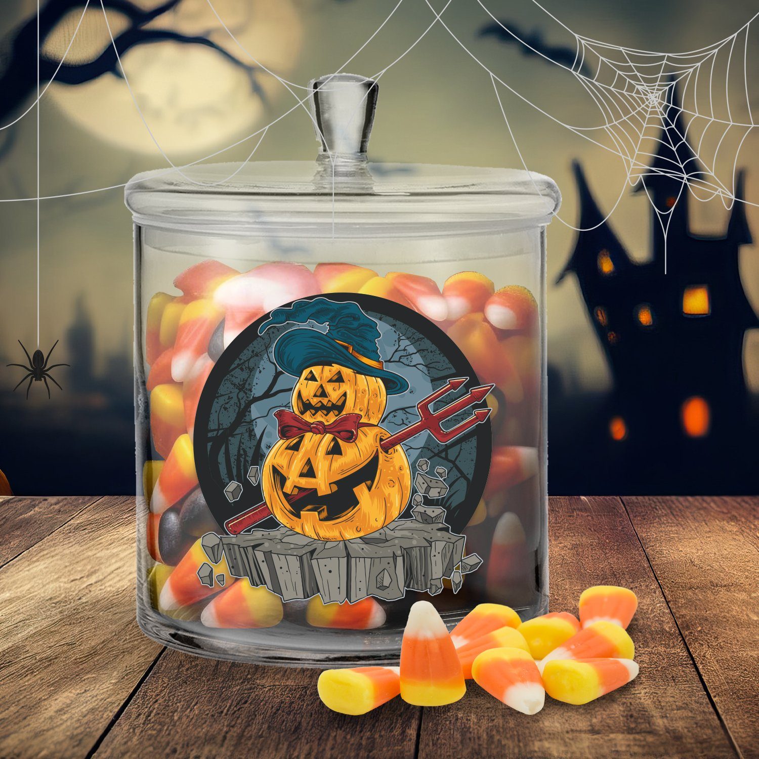 - mit Keksdose Halloween (Kein GRAVURZEILE Glas, Design, UV-Druck Pumpkin Set)