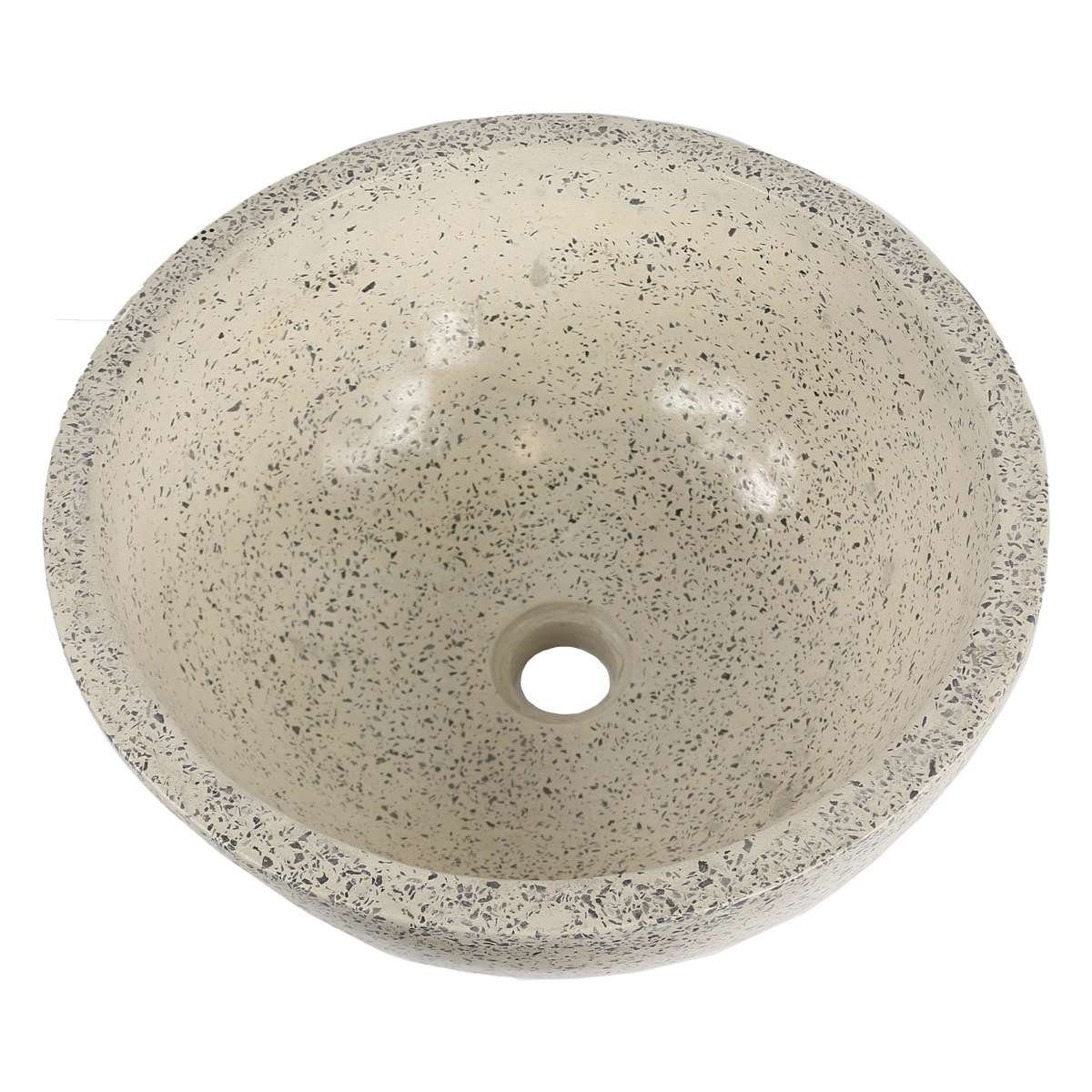 Oriental Galerie Waschbecken Terrazzo Aufsatz Waschbecken Hellgrau 18 cm hoch T8 (1-St)