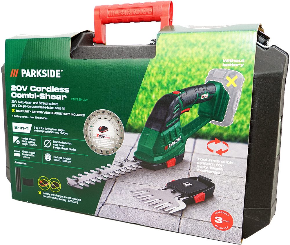 Parkside Akku-Grasschere 20V 2in1 Akku Grasschere Strauchschere PAGS 20-Li - X20V Serie