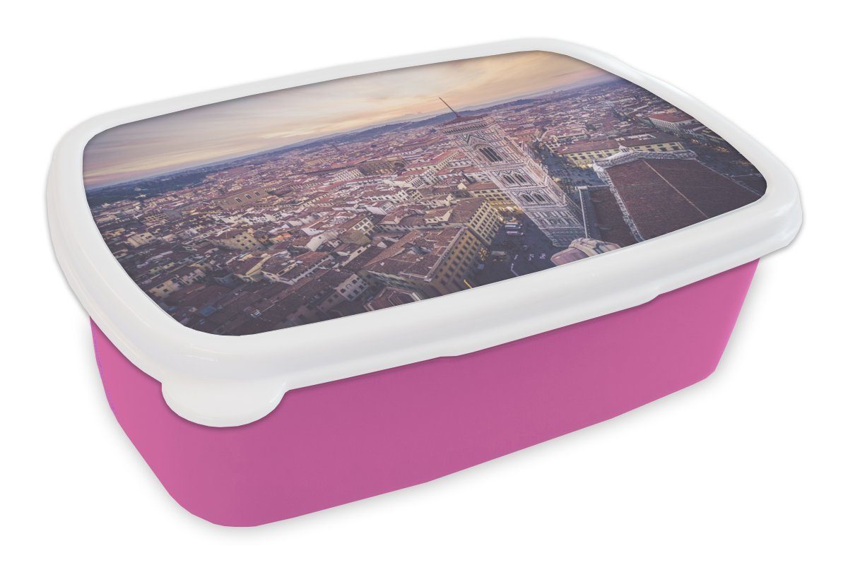 MuchoWow Lunchbox Italien - Himmel - Florenz, Kunststoff, (2-tlg), Brotbox für Erwachsene, Brotdose Kinder, Snackbox, Mädchen, Kunststoff rosa