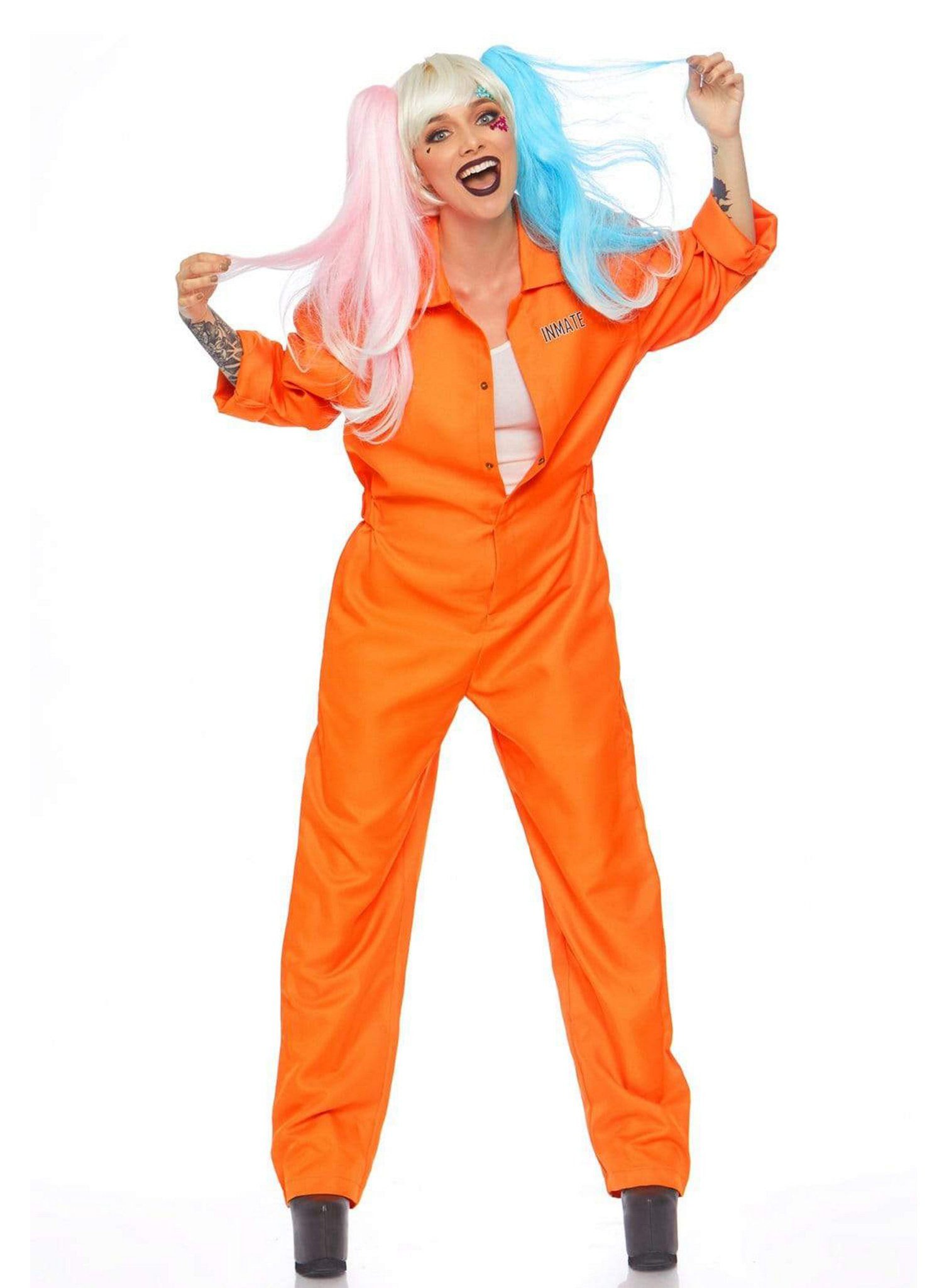 Leg Avenue Kostüm Orangefarbener Häftling Overall für Frauen, Leichter Overall für Schwerverbrecherinnen