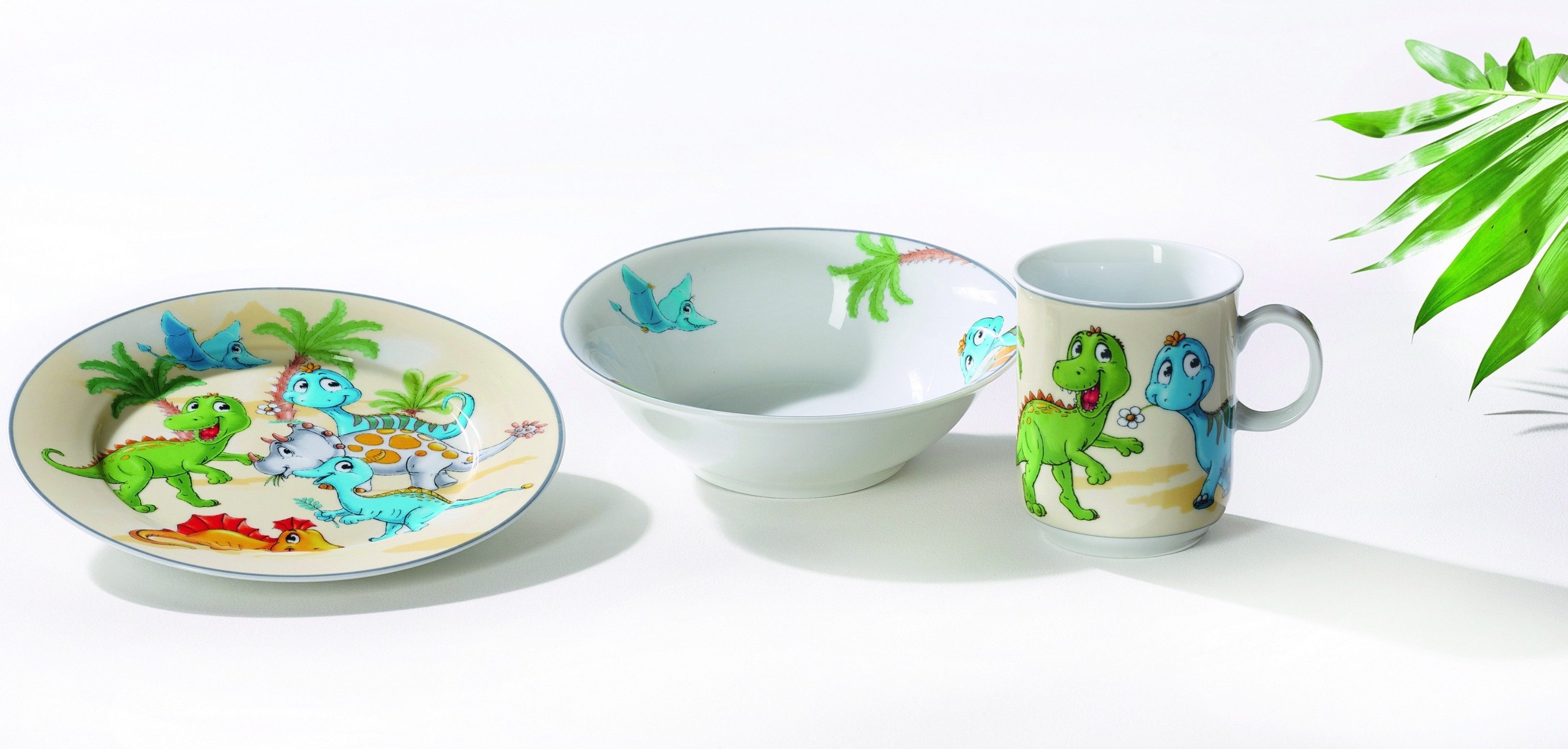Ritzenhoff & Breker Kindergeschirr-Set Dino (3-tlg), 1 Personen, Porzellan