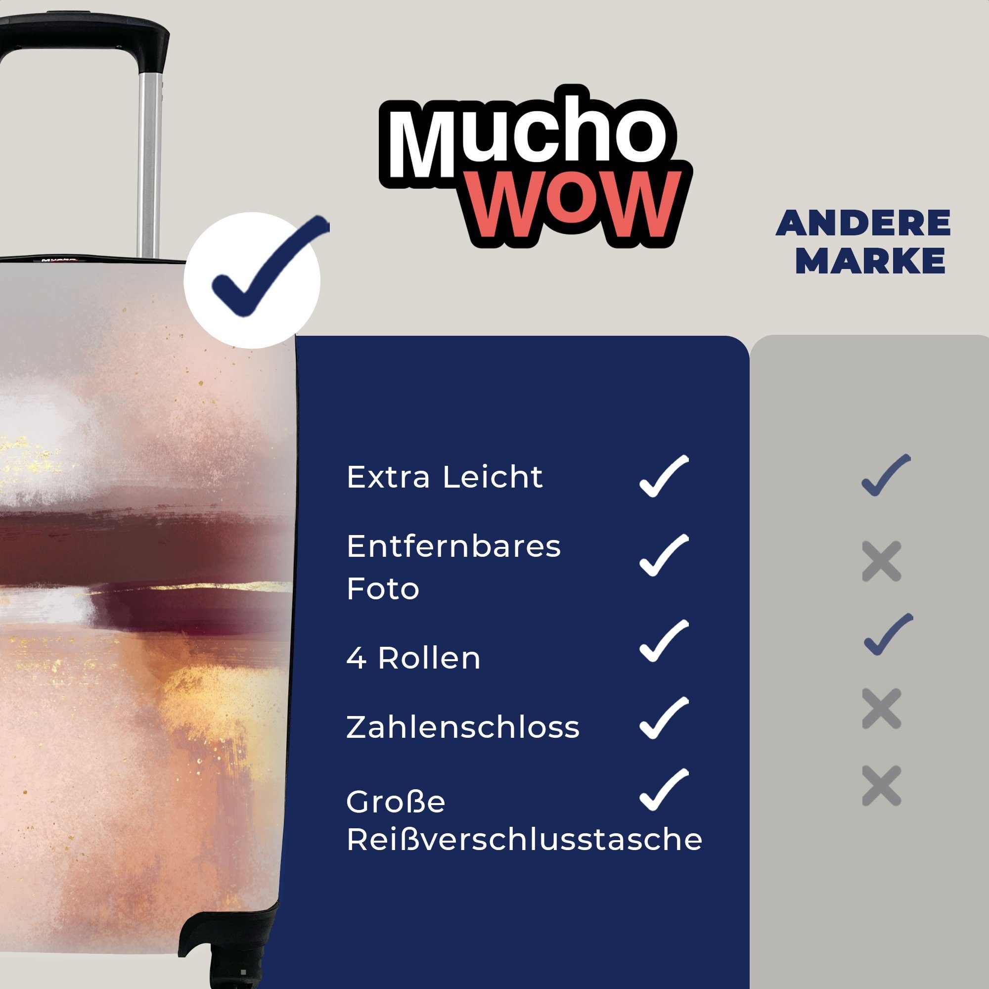 mit Trolley, Handgepäck - Rollen, Pastell, 4 Reisekoffer Ferien, Handgepäckkoffer Malen für MuchoWow Abstrakt Reisetasche rollen, -