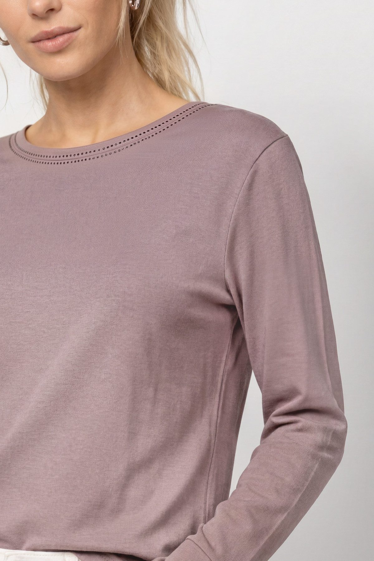 Monari Langarmshirt Shirt Basic Schmuck Regular fit mit Rundhalsausschnitt