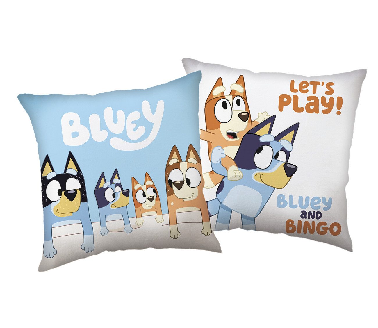 Jerry Fabrics Dekokissen Bluey Let's Play Dekokissen Kissen 40x40 cm Bluey und Bingo