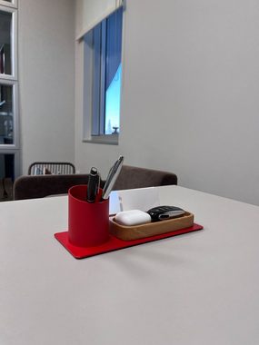 Furni24 Organizer Desk Organizer Stifthalter, Telefonständer (10x10x25 cm, Rot)