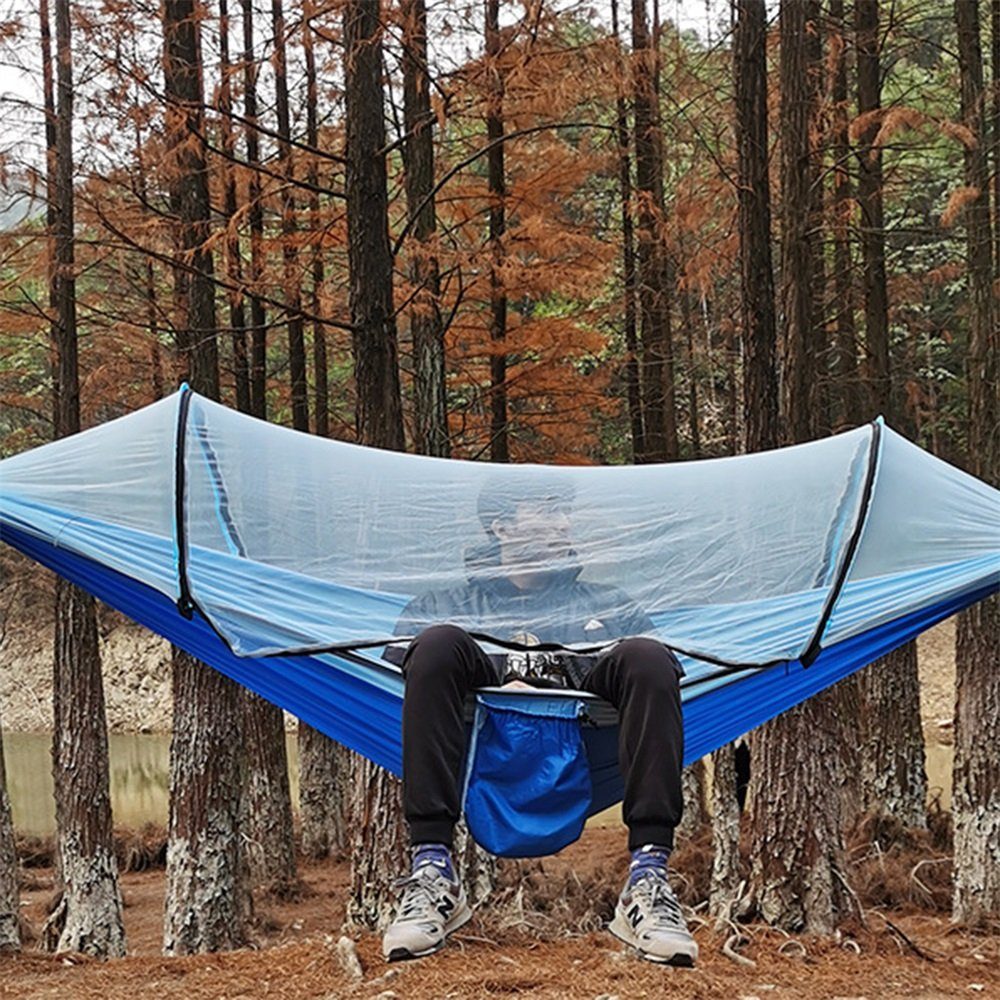 Sonnenliege Pinoyden mit dunkelgrün Camping Hängematte Outdoor Hängematte Moskitonetz Insektenschutz