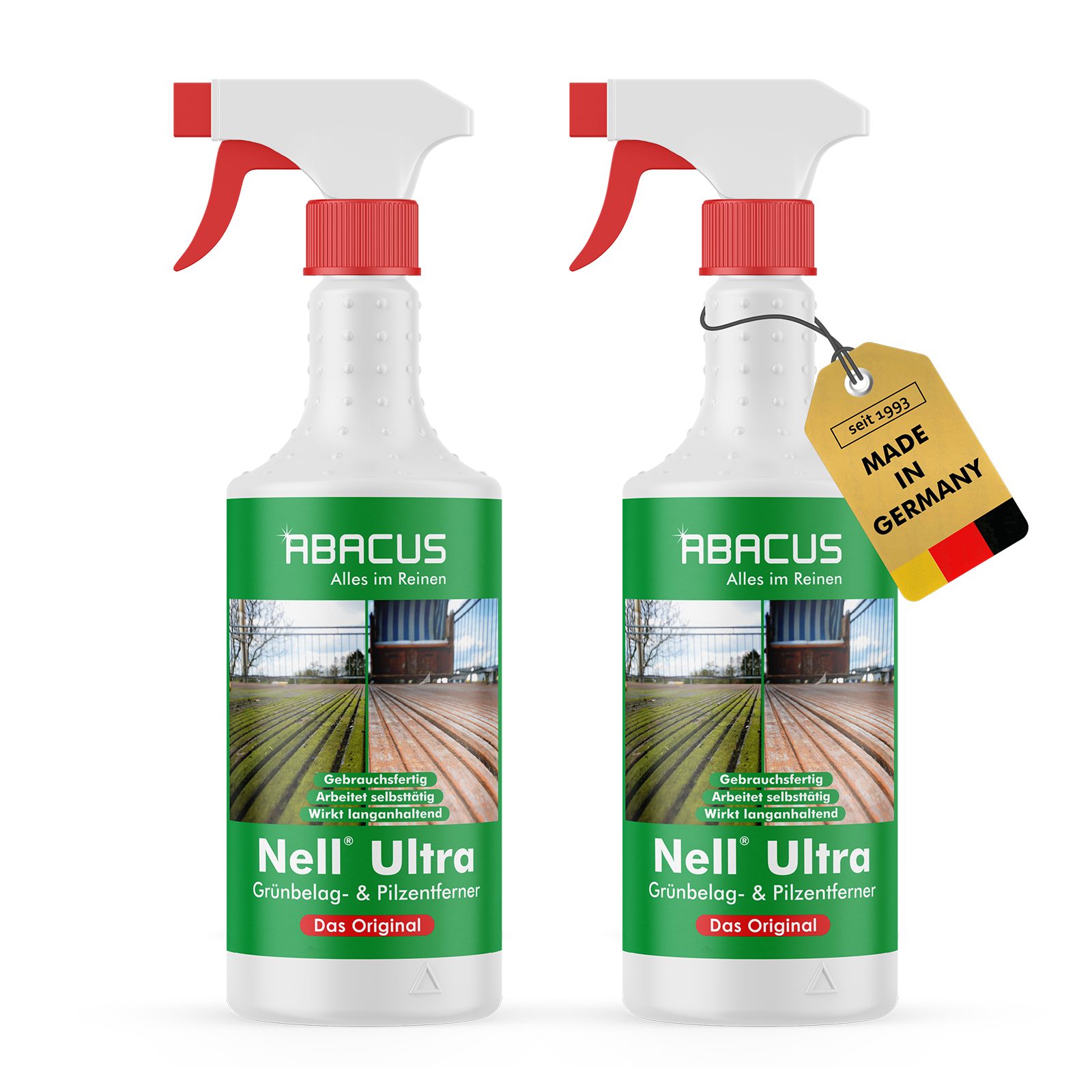 ABACUS Nell Ultra Algenentferner, Grünbelagentferner, Flechtenentferner Grünbelagentferner (Bekannt aus QVC, [- Ergiebiges Konzentrat Selbsttätig mit Langzeitschutz)