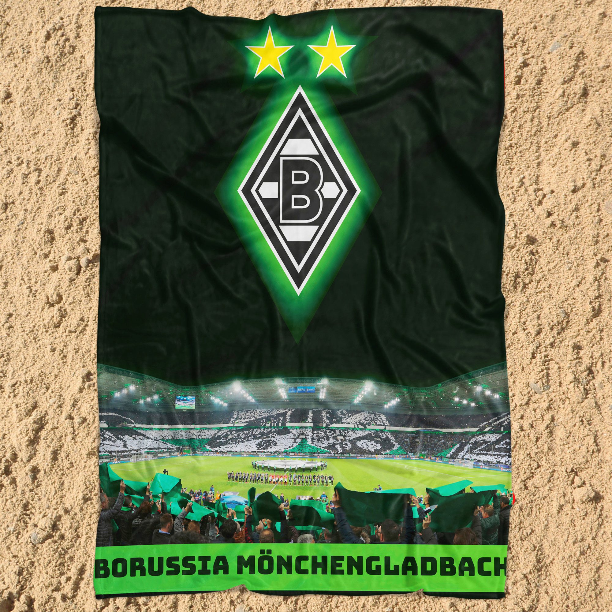 Wohndecke Borussia Mönchengladbach Decke Borussia Park 150x200 cm Kuscheldecke, BERONAGE, passend zur Bettwäsche, ideal für Sofa, Couch, Bett, Auto – Bild 5 von 5