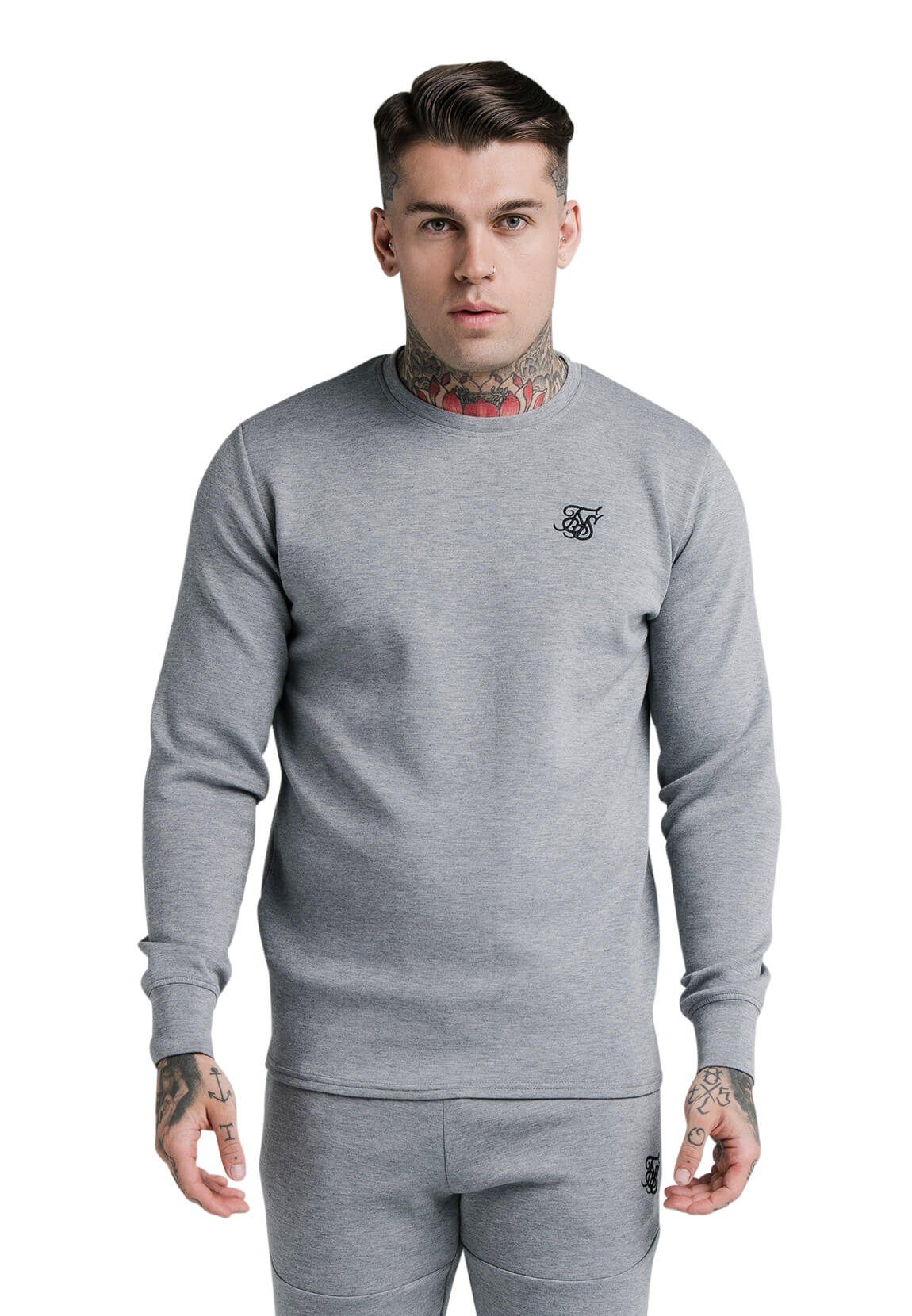 Sweater Herren SS-18341 Siksilk SWEATER SikSilk Grey EXHIBIT Marl Crewneck Grau