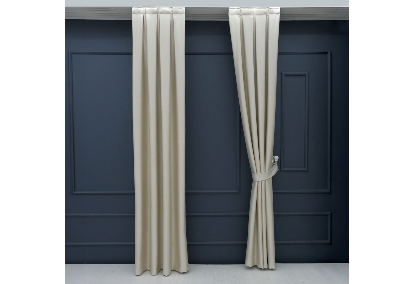Gardinen by Justyna Vorhang 2er Seiten Schal Set Blackout (4 St), Kräuselband, verdunkelnd, Polyester, Blackout, Verdunkelung, blickdicht, wärmeisolierend, pflegeleicht