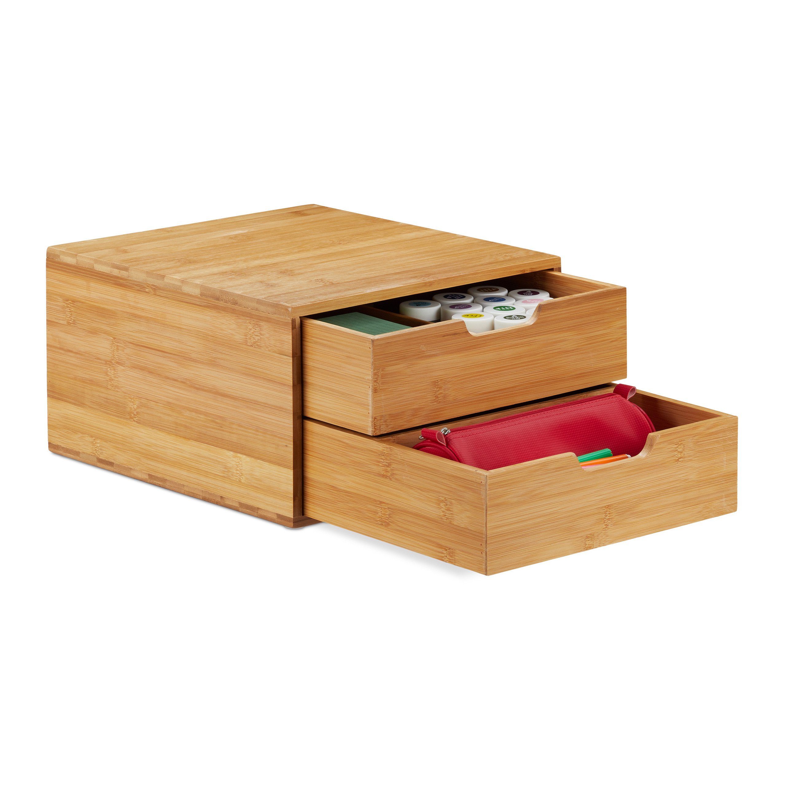 relaxdays Schubladenbox Bambus, 2