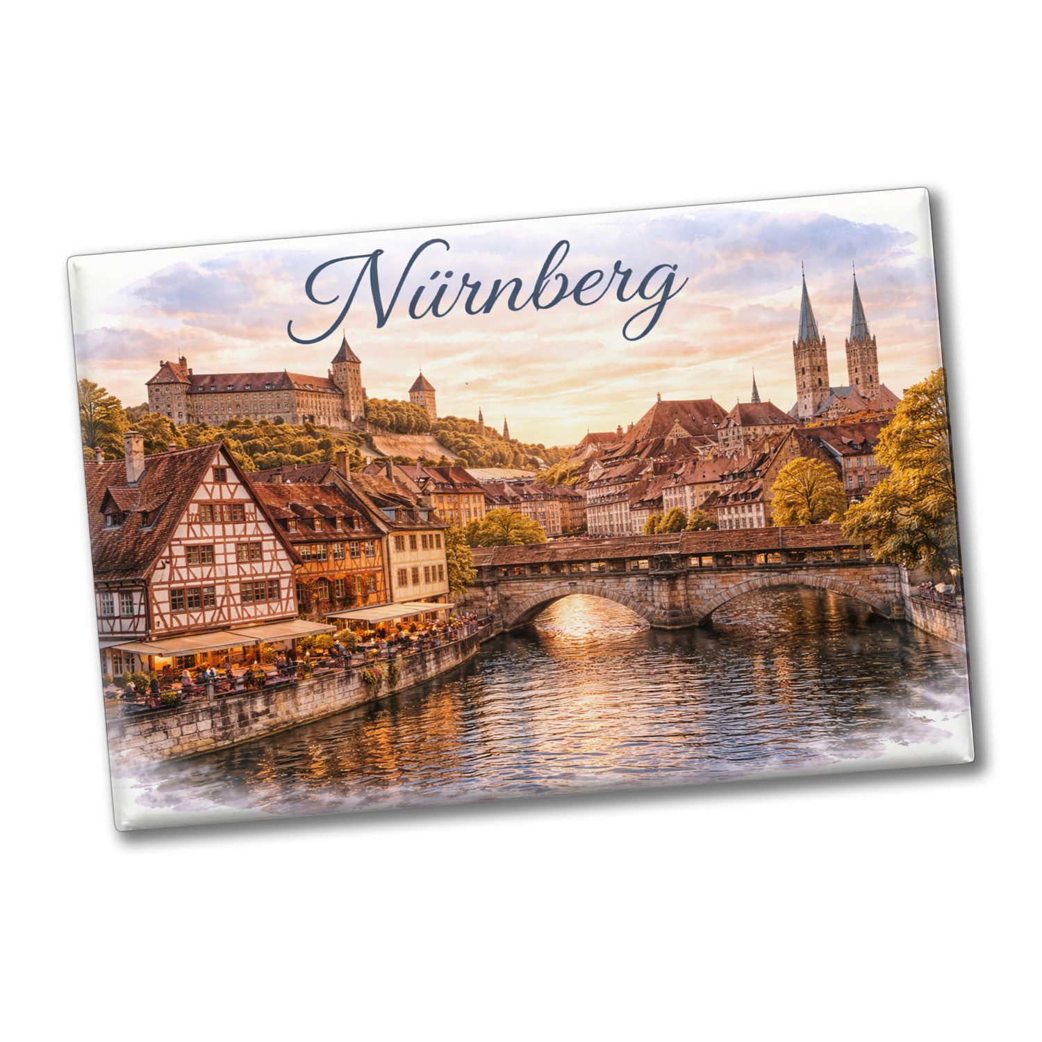 speecheese Magnet Nürnberg Stadtansicht bei Sonnenuntergang Souvenir Souvenir Magnet