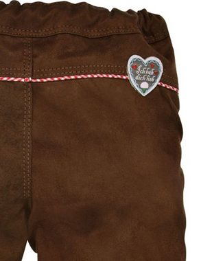 BONDI Trachtenhose Lange Baby Mädchen Kunstlederhose "Herzilein" gefüttert 86566 - Braun