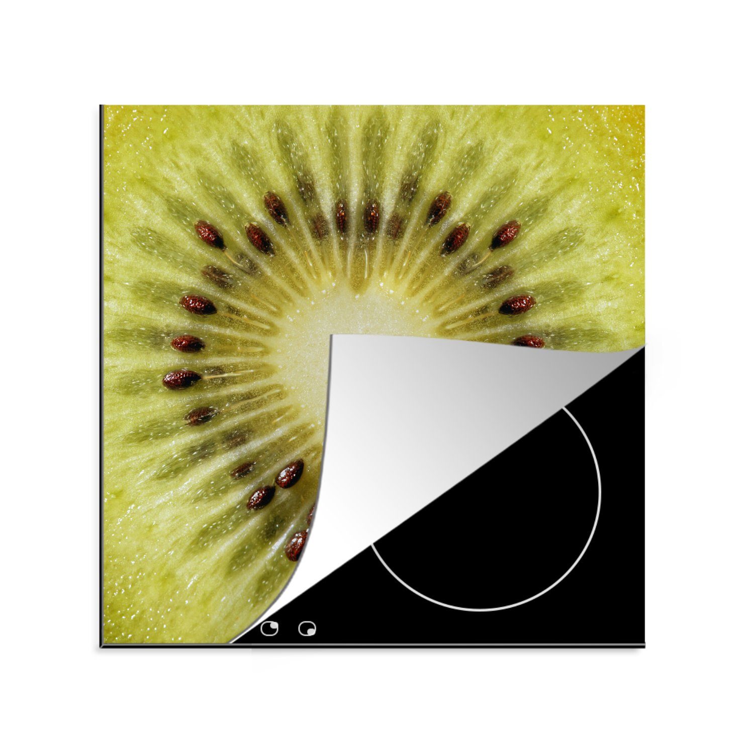 MuchoWow Herdblende-/Abdeckplatte Kiwi - küche - Frucht, Vinyl, für 78x78 (1 Ceranfeldabdeckung, cm, tlg), Arbeitsplatte Herz