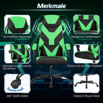 COSTWAY Gaming Chair, 90°-135° kippbare Rückenlehne, verstellbare Armlehne