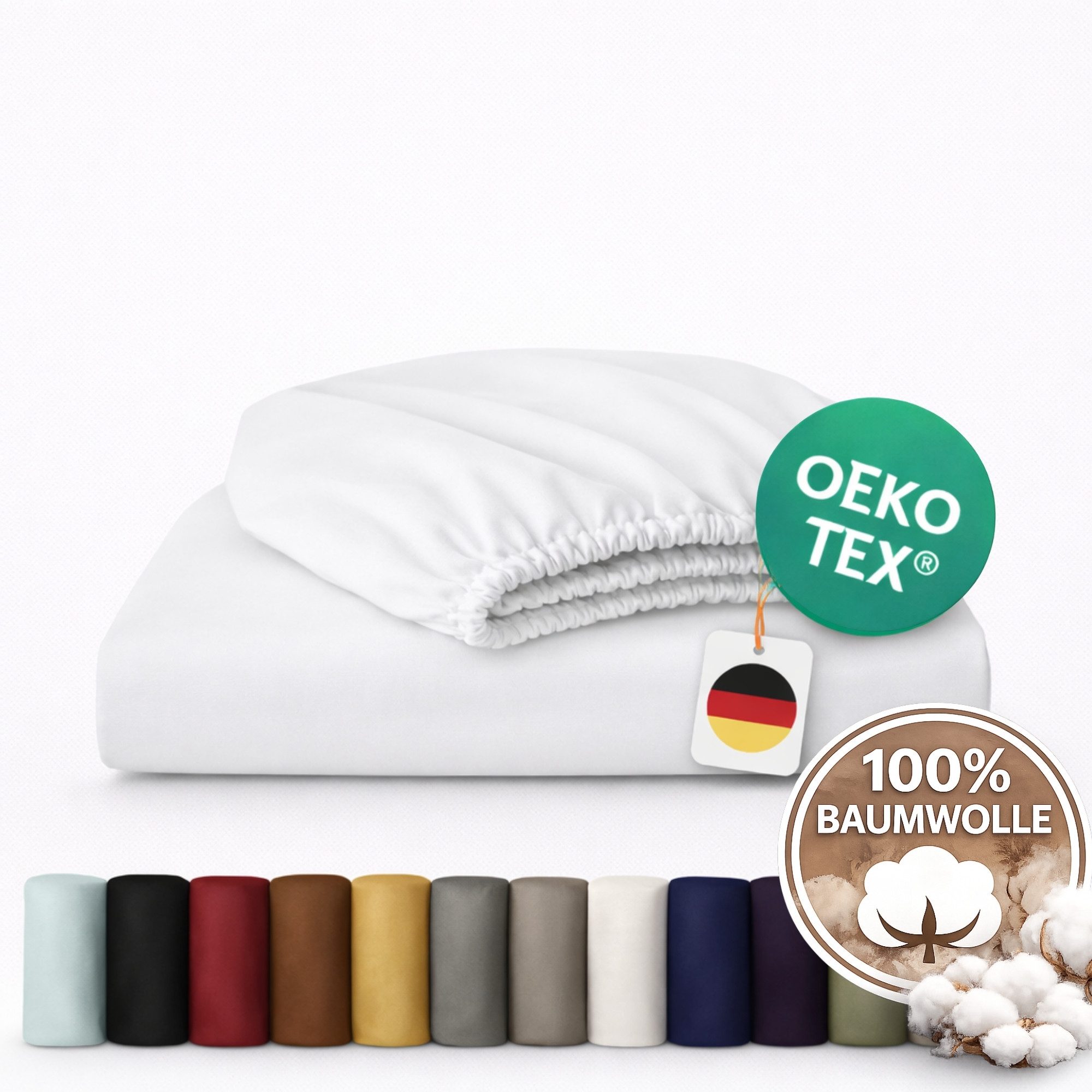 Komfortec Spannbettlaken Jersey Spannbettuch, 90x200, 140x200, 160x200, 180x200 oder 200x200 cm, 100% Baumwolle (135 g/m), Gummizug: Rundum, (1 Stück), OEKO-TEX® Standard 100 Zertifisiert, für Matratzen bis 25 cm Höhe