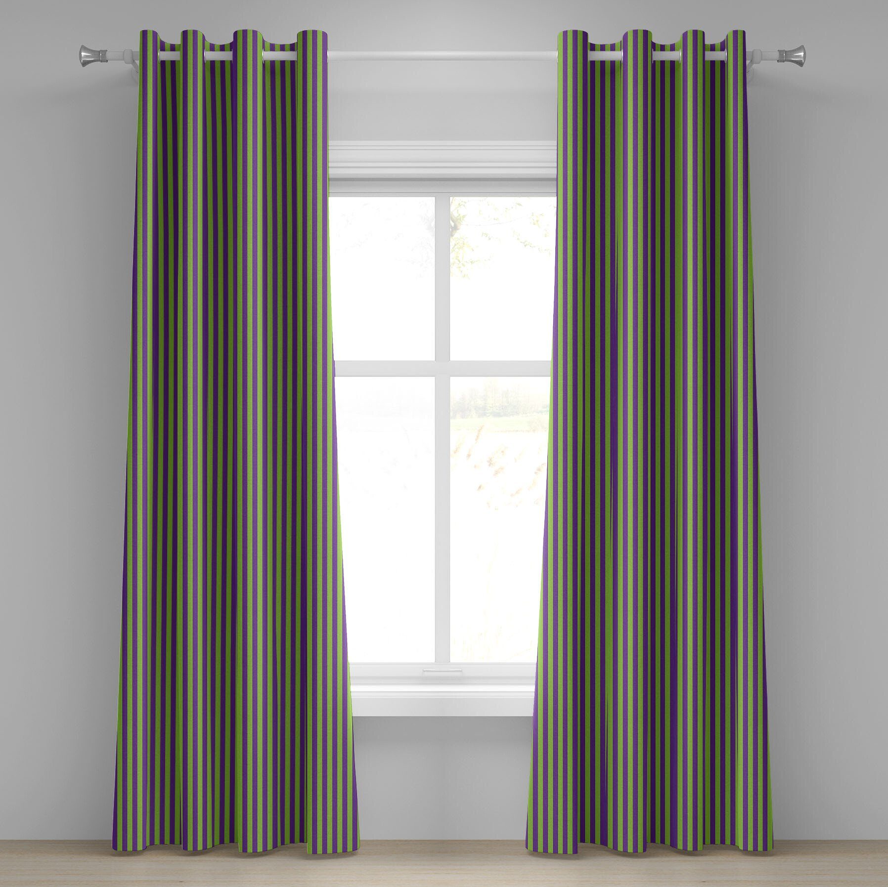 Gardine Dekorative 2-Panel-Fenstervorhänge für Schlafzimmer Wohnzimmer, Abakuhaus, Jahrgang Blau, Grün, Bold Stripes