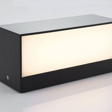 Lindby LED Außen-Wandleuchte Nienke, LED-Leuchtmittel fest verbaut, warmweiß, Modern, Polycarbonat, ABS, dunkelgrau (RAL 7024), weiß, 1 flammig