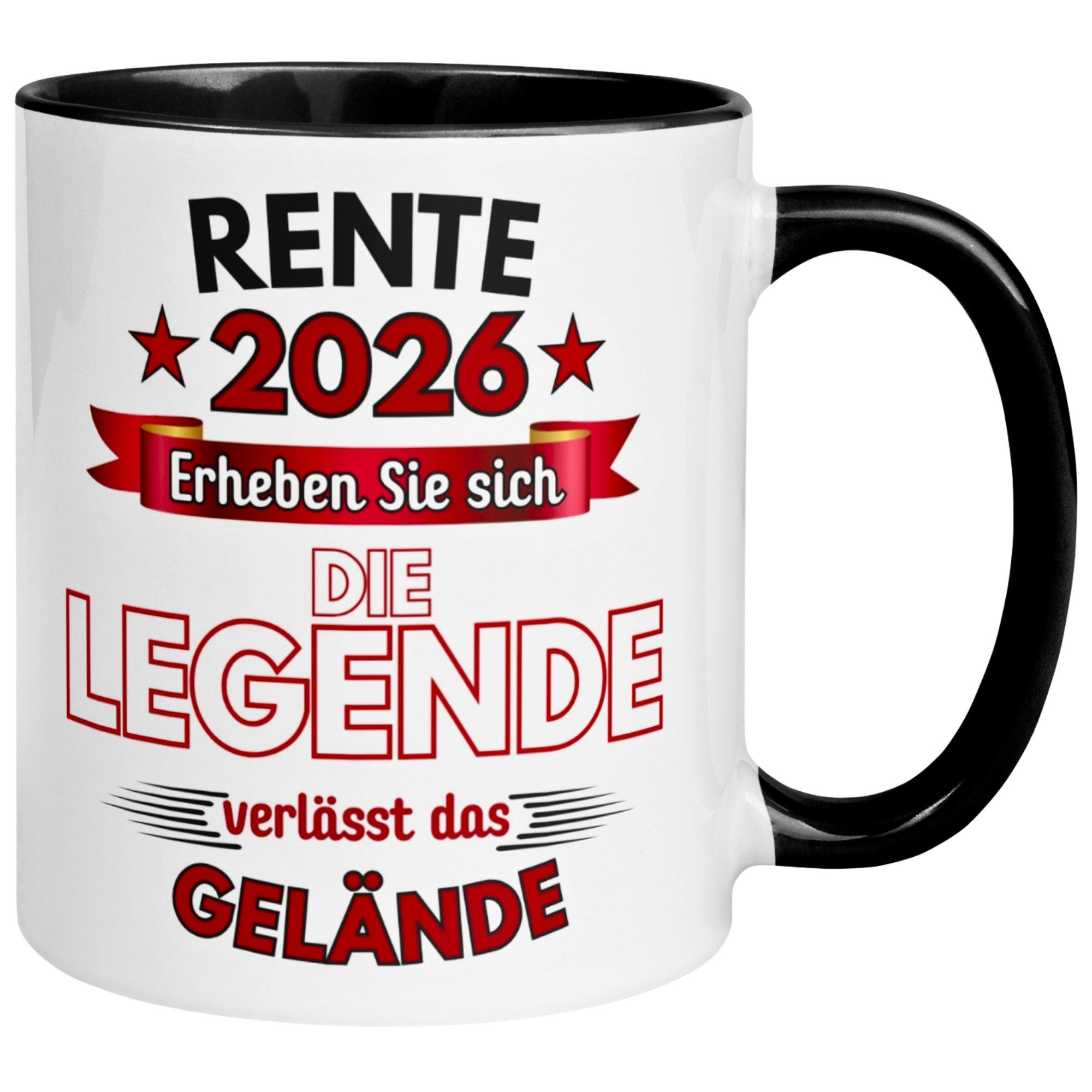 Momentals Tasse Rente – „Legende verlässt Gelände“ – Renteneintritt Geschenk Mann Frau, Gratis Versand · Links-&Rechtshänder · Spülmaschinenfest