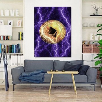 Hustling Sharks Leinwandbild Wandbild als XXL Leinwandbild "Electrified Ethereum - purple", in 7 unterschiedlichen Größen verfügbar