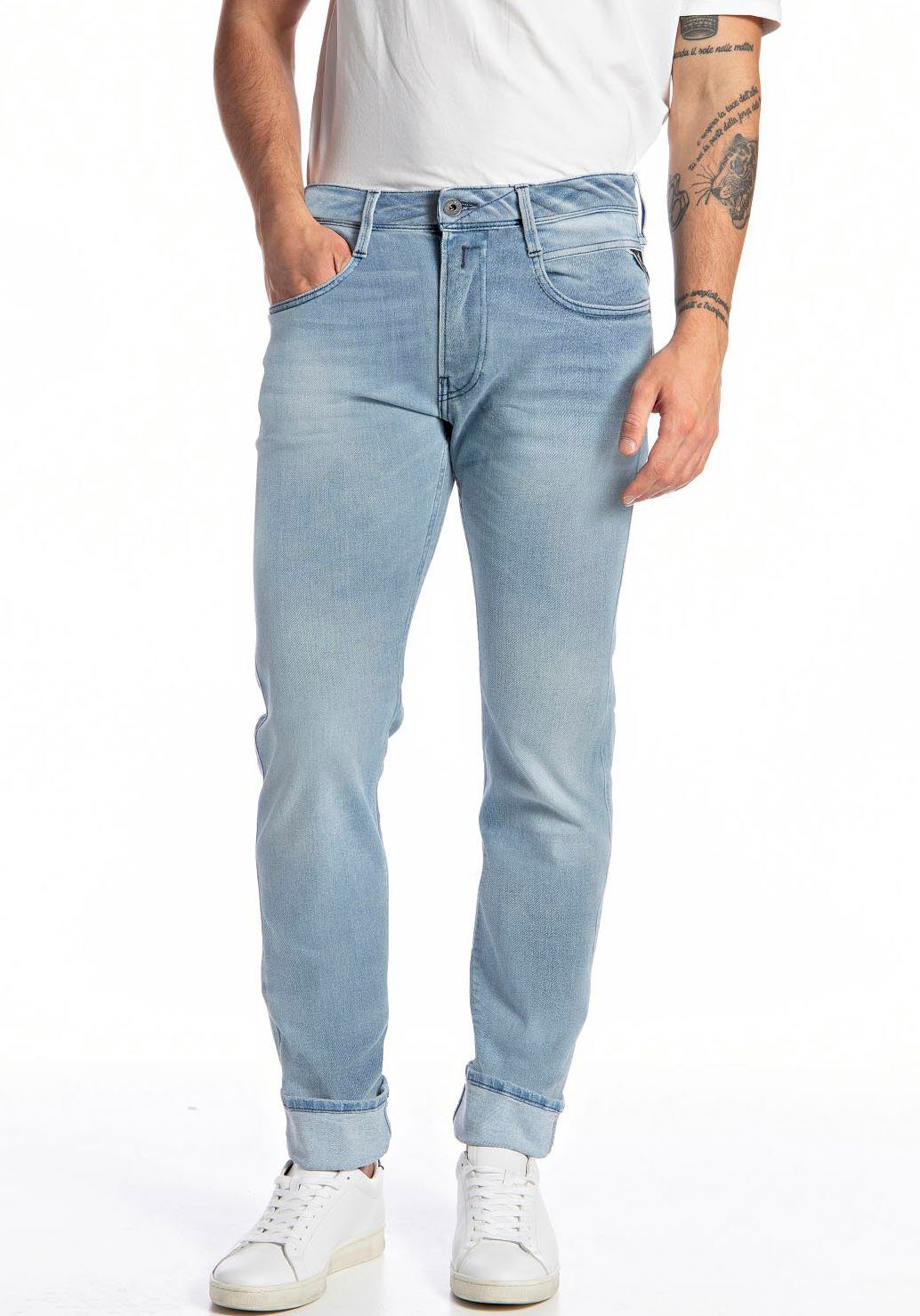 Replay Slim-fit-Jeans Anbass Superstretch light blue