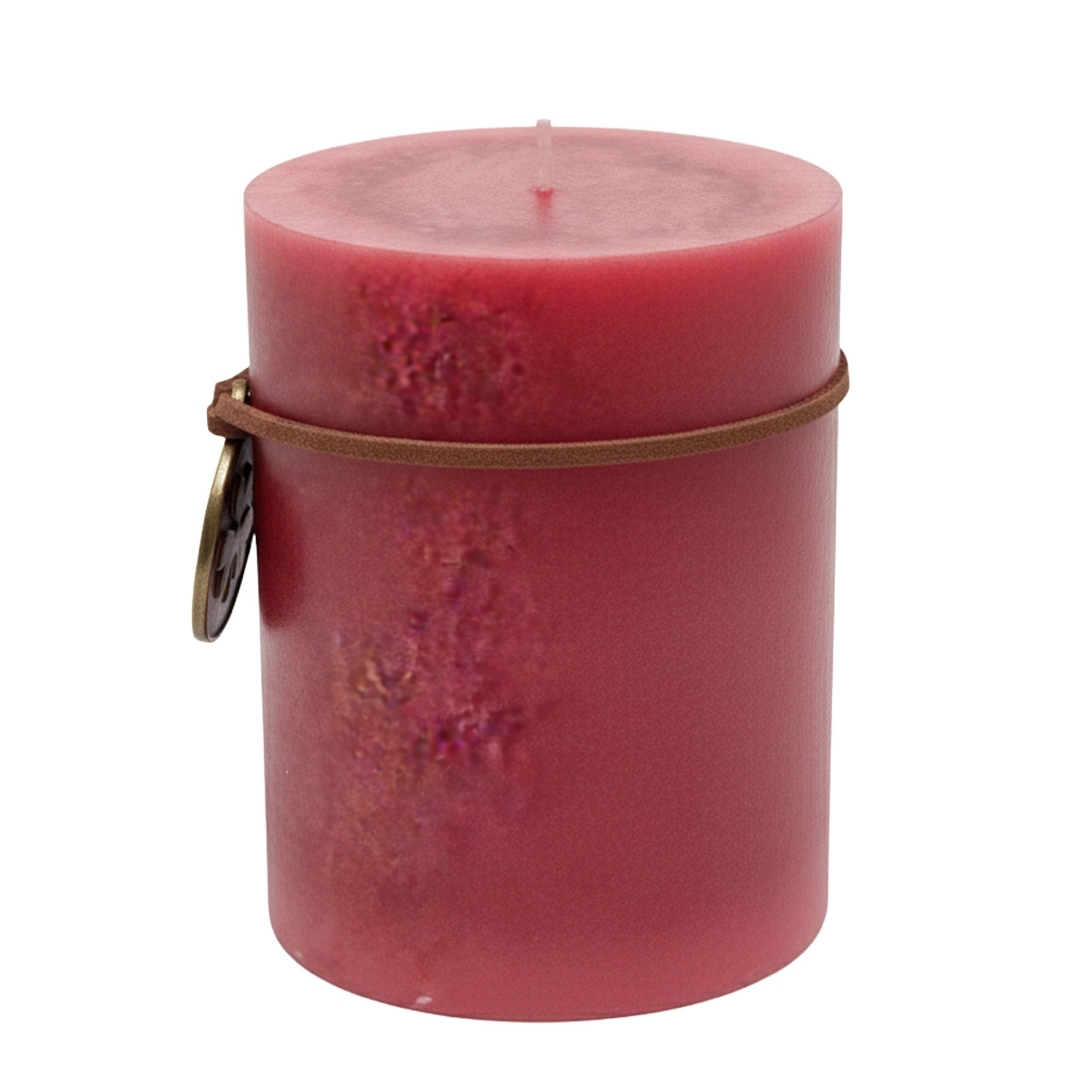 B&S Stumpenkerze Trendkerze durchgefärbt marmoriert kaminrot 9 x Ø 7 cm