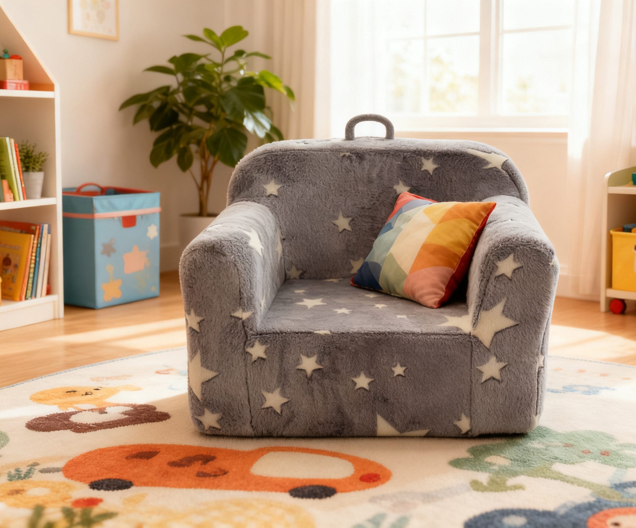 REDOM Sofa Kindersofa Schaumstuhl, mit Tragegriff und Seiten Taschen,Kinder-Schaumstuhl,Toddler-Armlehnstuhl,Leichtes Kinder-Sofastuhl 1 Teile