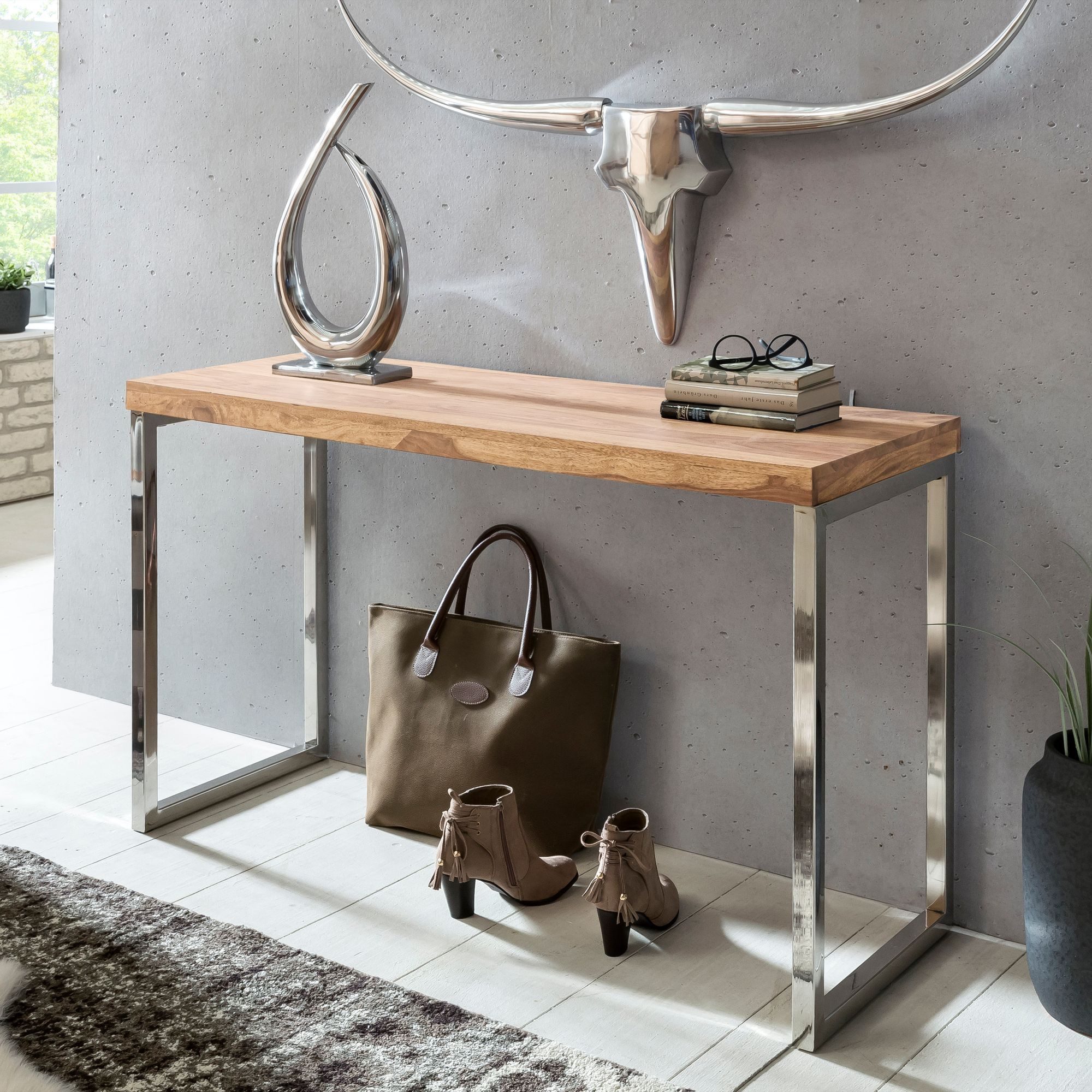 FINEBUY Konsolentisch FB2405 (Akazie Massivholz / günstig online kaufen