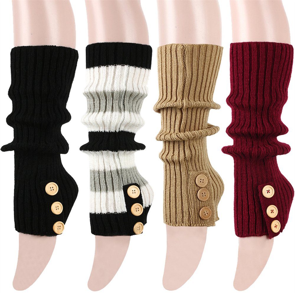 Dekorative Langsocken Winter Damen Lange Socken, Oberschenkelhohe Socken, Warme Socken 4Paar (4-Paar) Winter kniestrümpfe für Frauen, warme Kniestrümpfe