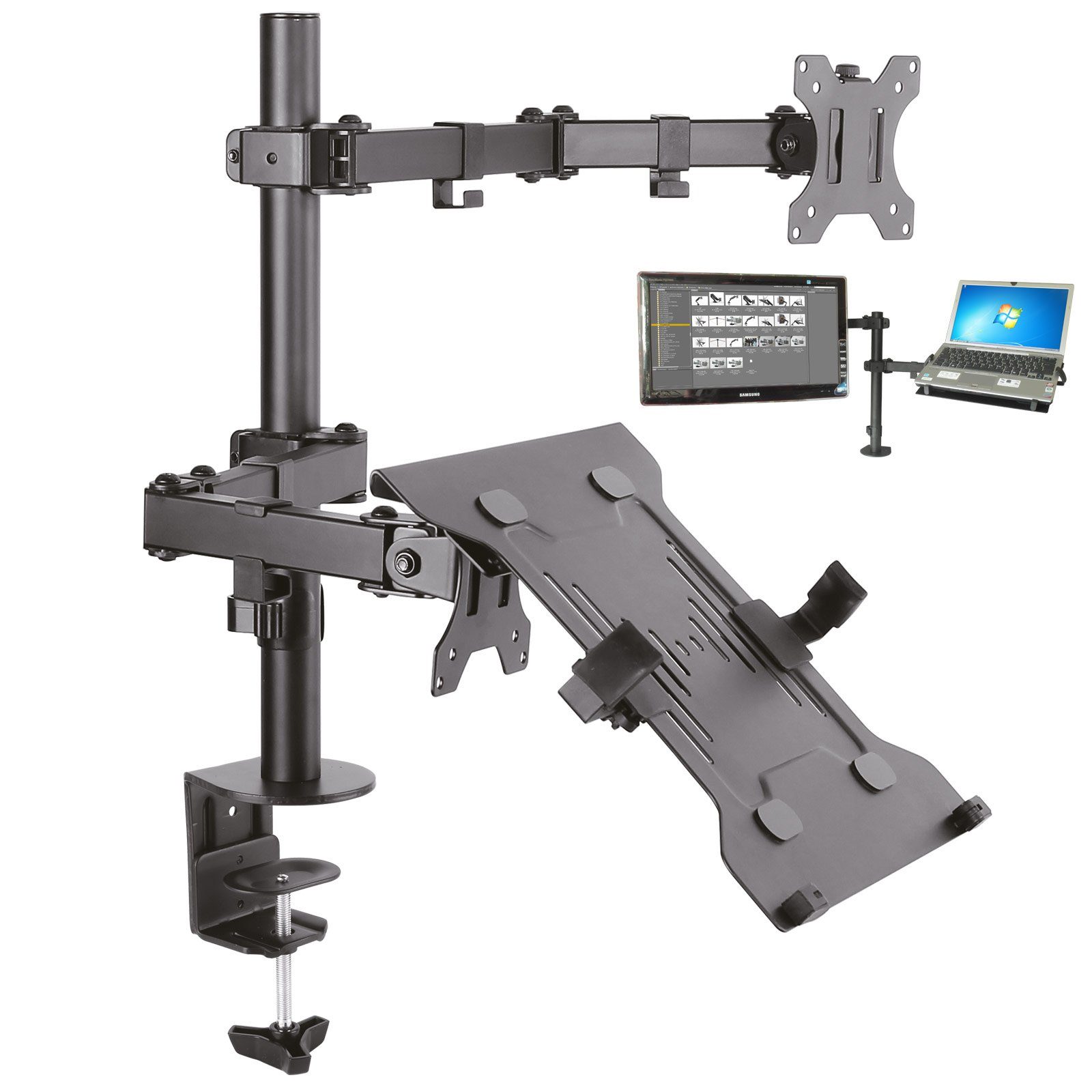 Drall Instruments Monitor-Halterung LT15-IP27B, (bis 32 Zoll, 1-tlg., Tischhalterung mit LCD LED Monitor Halter und Laptop Notebook Ablage)