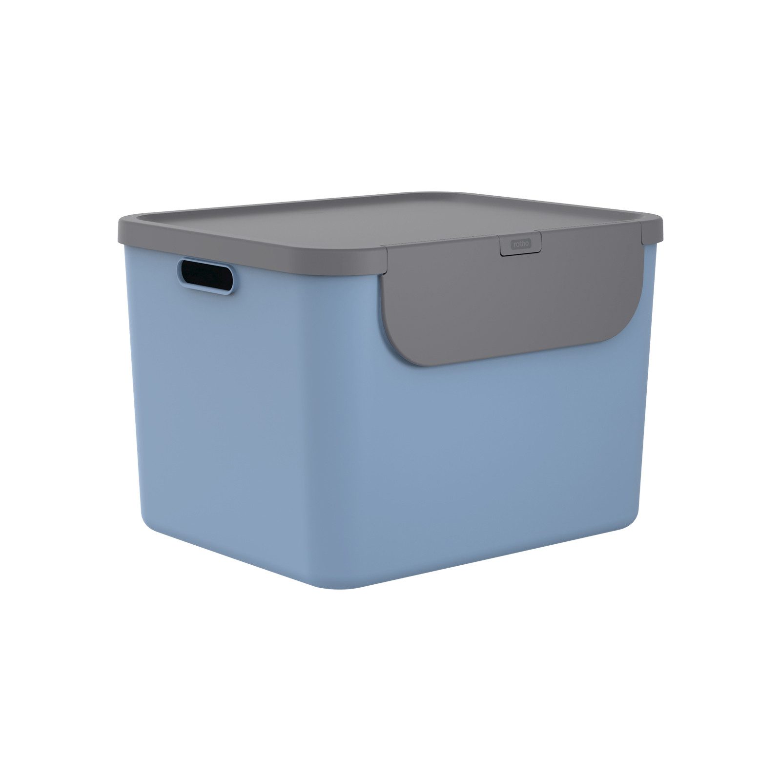 ROTHO Mülltrennsystem Albula Mülleimer 55l mit Frontklappe für die Küche – Recycling System, Behälter ideal für Mülltrennung & Recycling