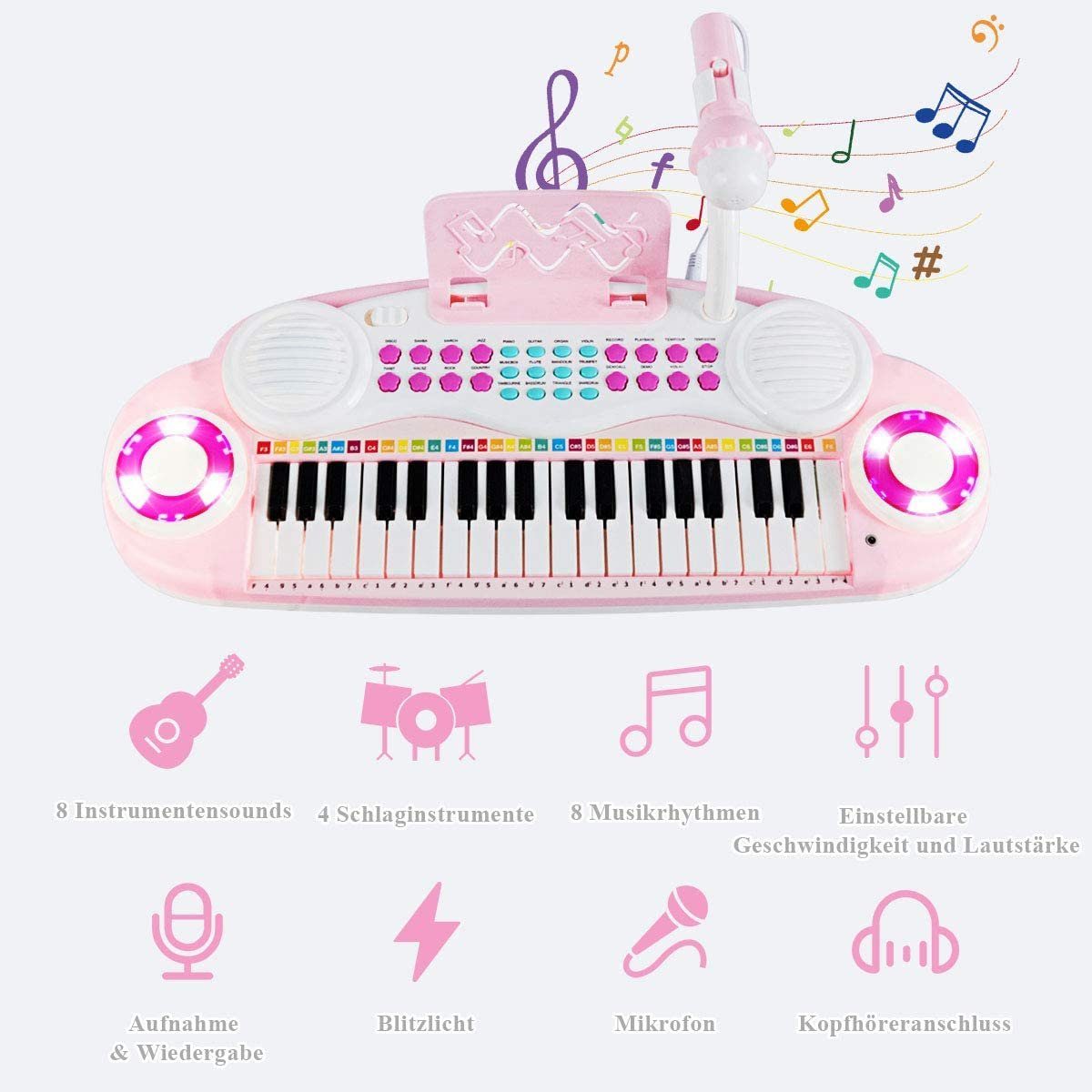 COSTWAY Spielzeug-Musikinstrument 37 Tasten, mit Licht günstig online kaufen