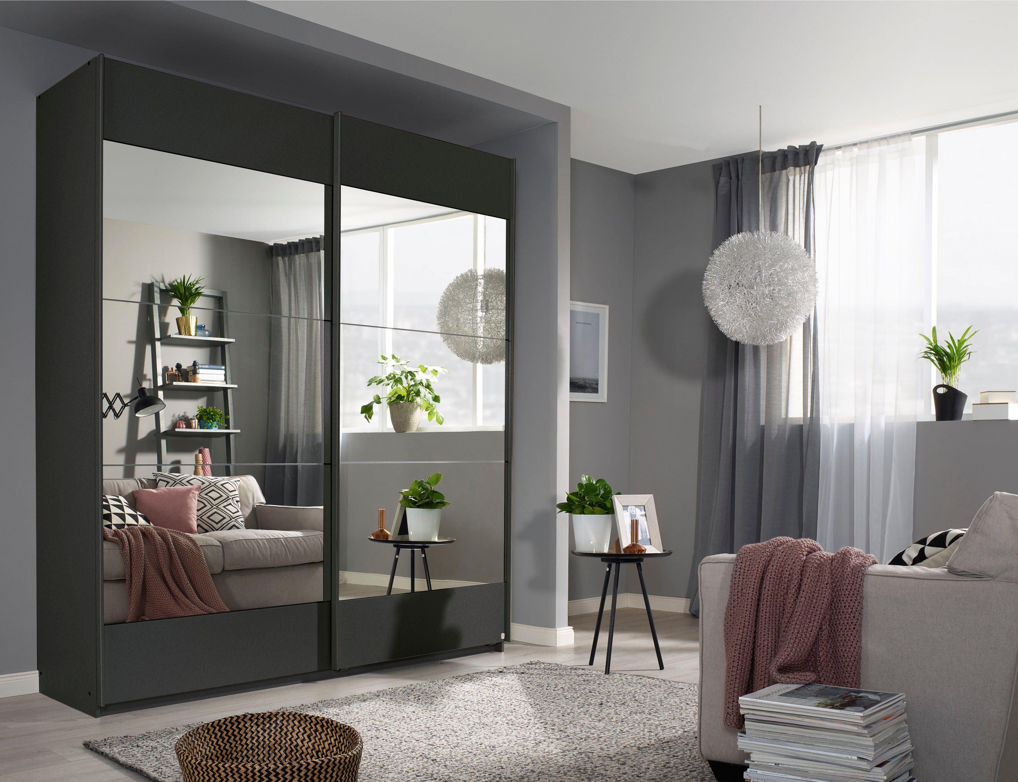 rauch Schwebetürenschrank Kleiderschrank Schrank Garderobe Wäscheschrank Ankleide MALIBU (in 5 Breiten, Höhe 210 cm) mit großflächigen Türen, großzügiger Stauraum MADE IN GERMANY