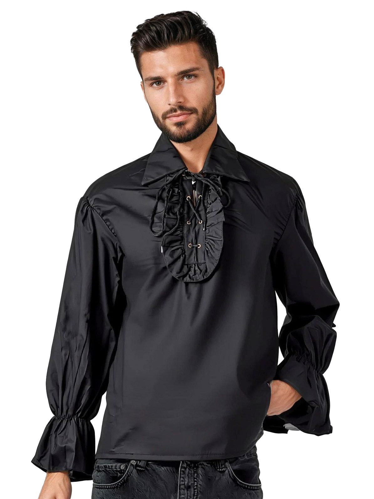 Party x People Kostüm Piratenhemd schwarz