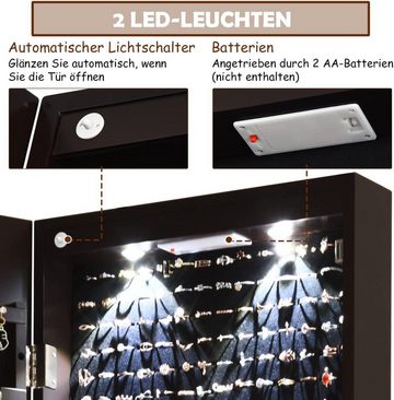KOMFOTTEU Schmuckschrank Spiegelschrank 120 cm hoch, mit LED Beleuchtung