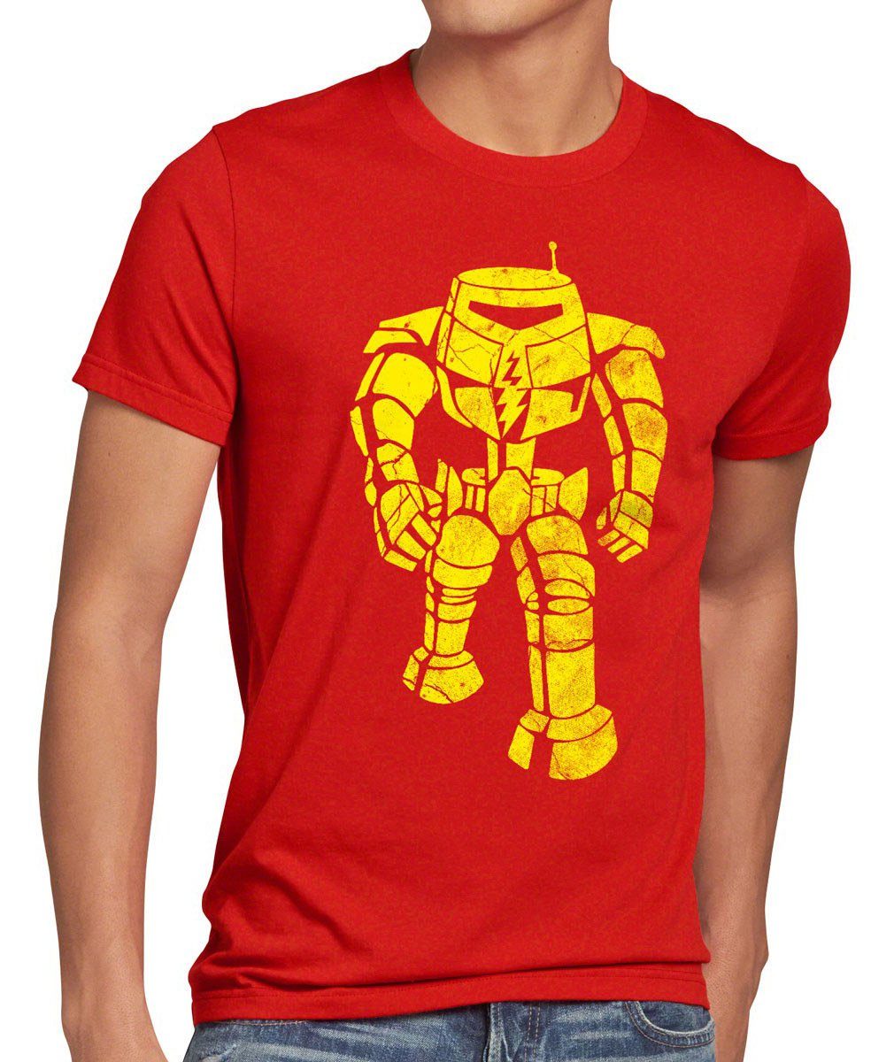 style3 Print-Shirt Sheldon cooper Robot Herren theory evolution T-Shirt bang big Roboter held rot The