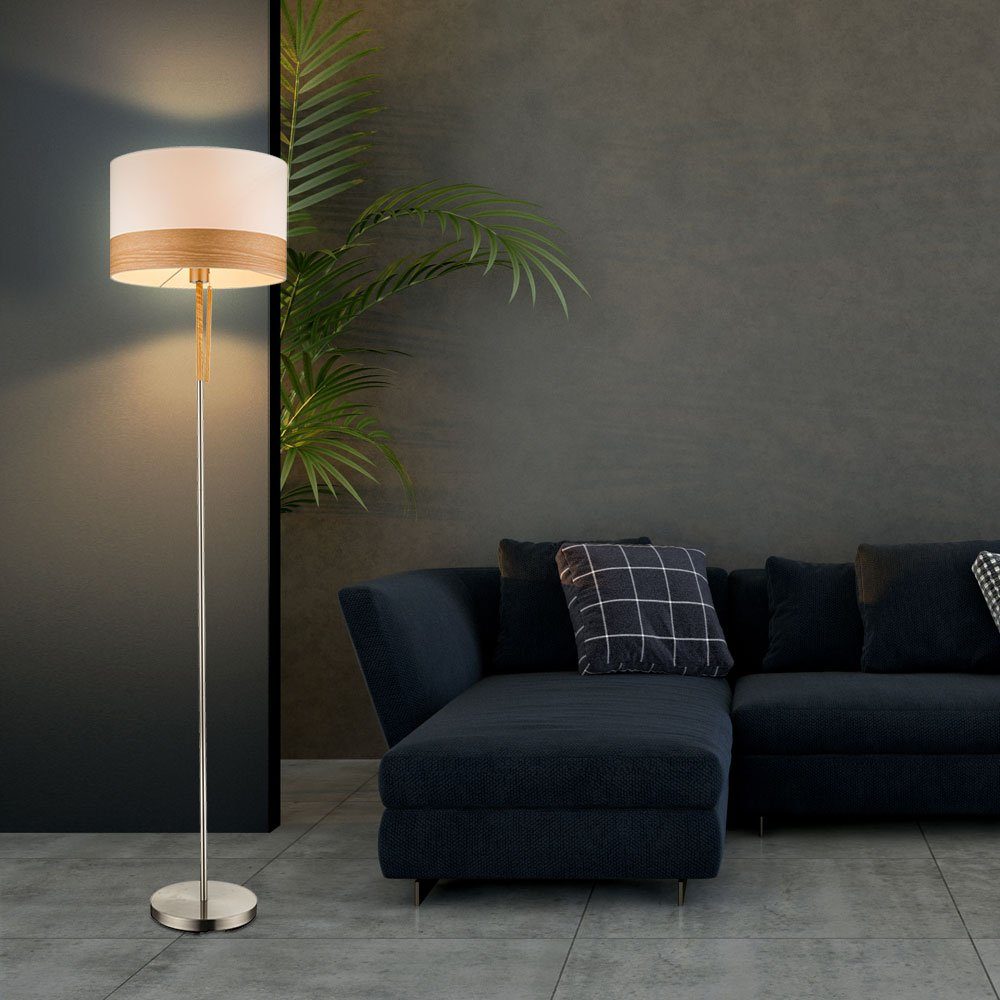 etc-shop Stehlampe, Leuchtmittel nicht Stand Lampe Fluter Leuchte Decken Esszimmer Steh Textil Holz inklusive